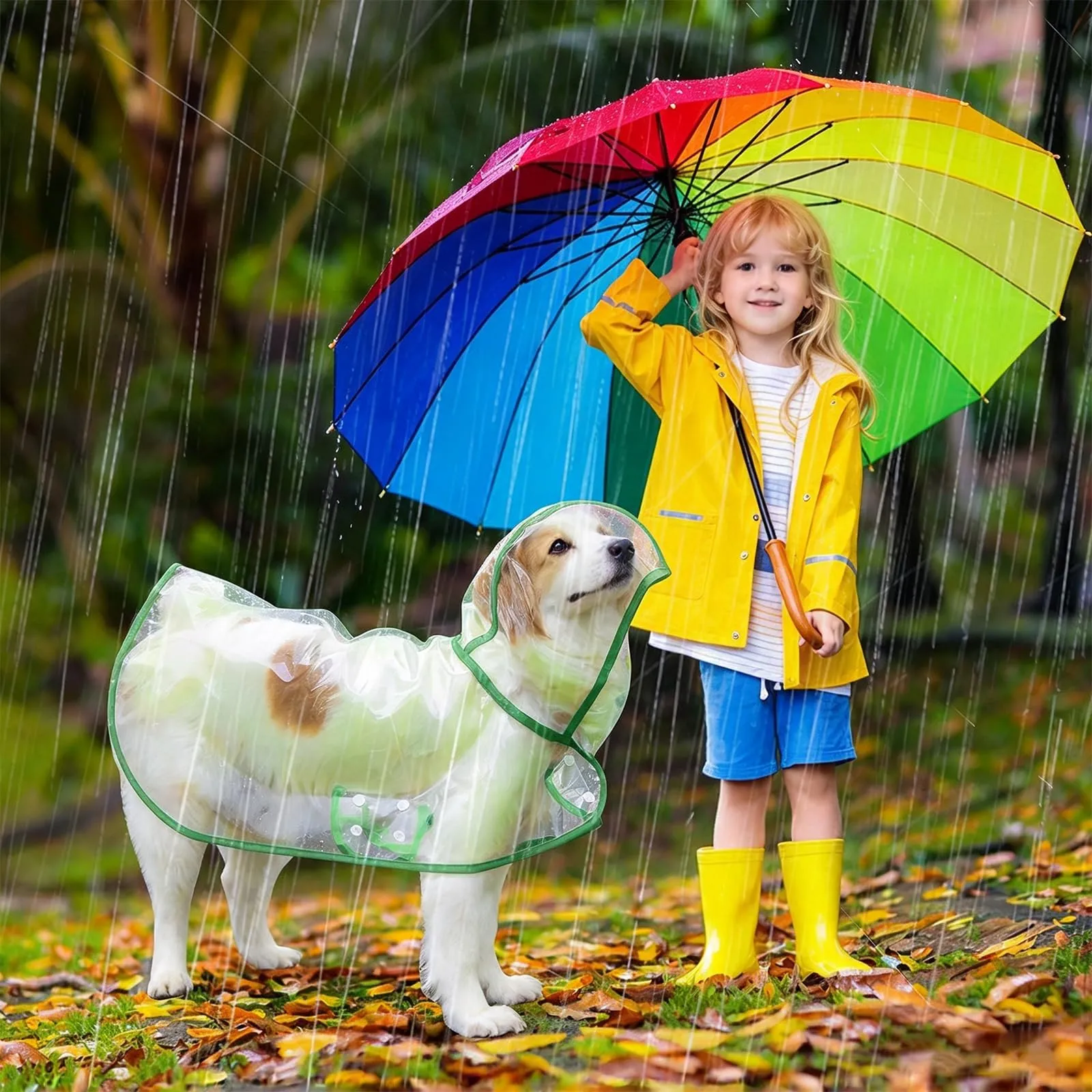 PETCUTE Impermeabile Cane con Cappuccio,Ultraleggero,Impermeabile per Cani PVC Trasparente con Chiusura a Bottoni,Cappottino Antipioggia Poncho per Cani Taglia Piccola e Media - immagine 2