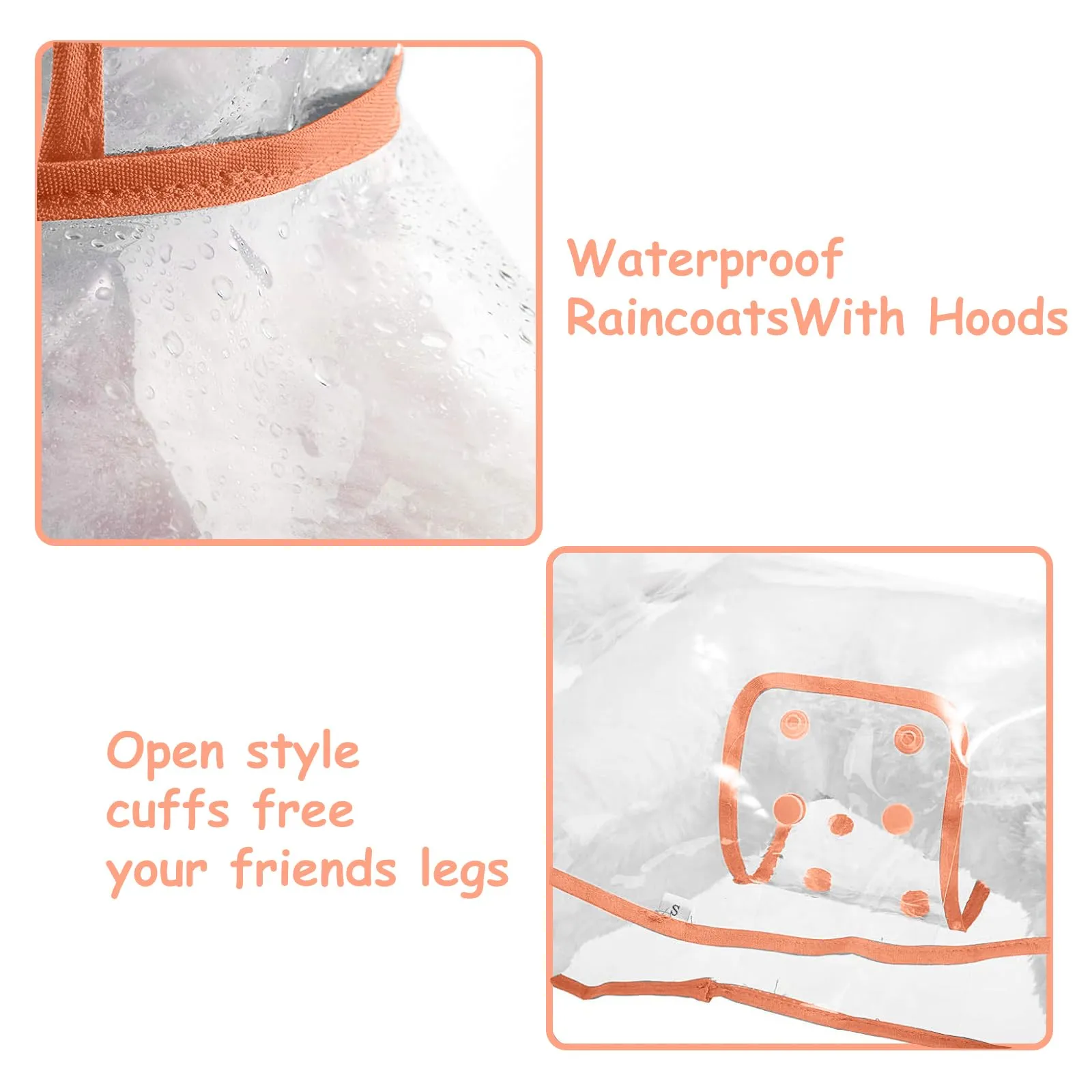 PETCUTE Impermeabile Cane con Cappuccio,Ultraleggero,Impermeabile per Cani PVC Trasparente con Chiusura a Bottoni,Cappottino Antipioggia Poncho per Cani Taglia Piccola e Media - immagine 7