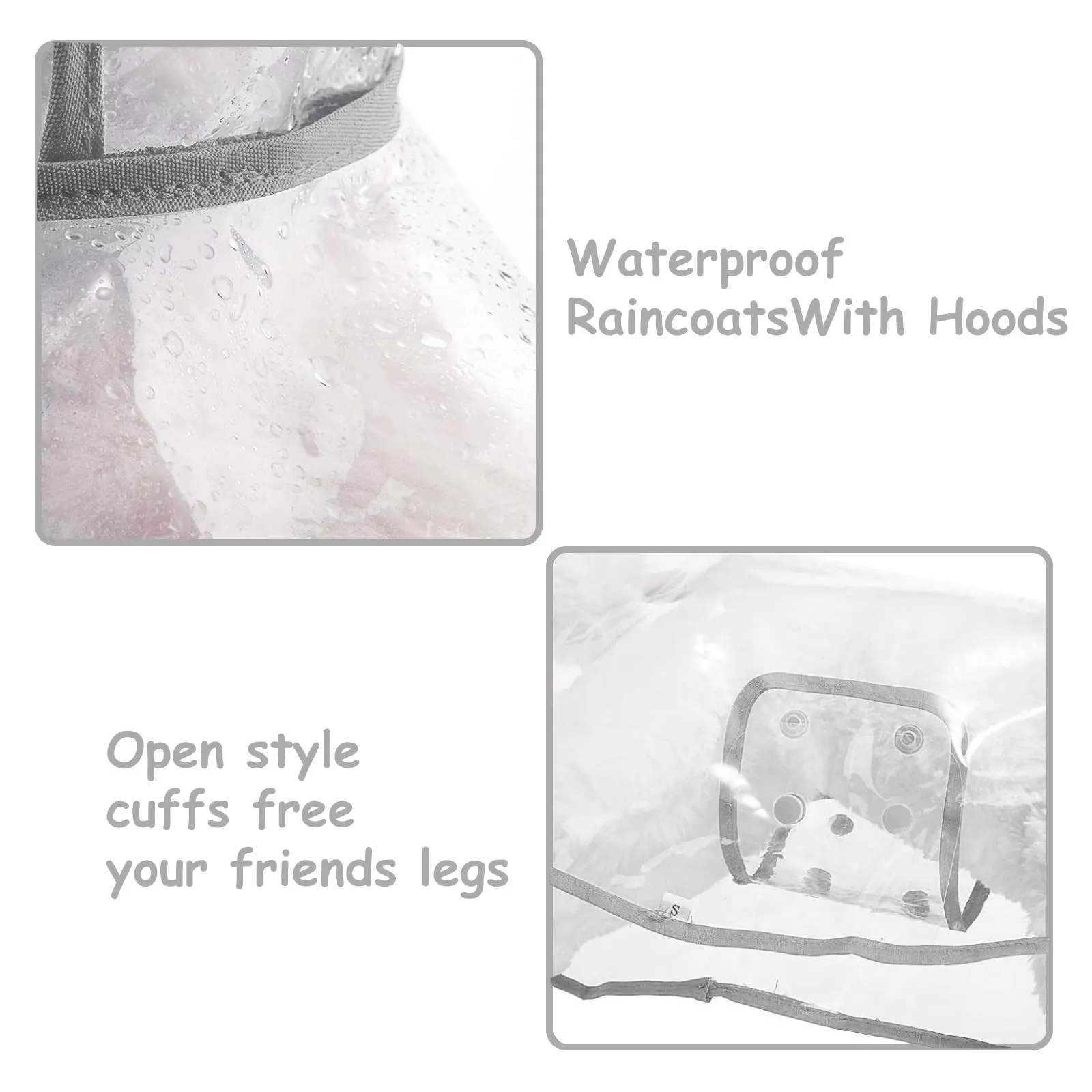 PETCUTE Impermeabile Cane con Cappuccio,Ultraleggero,Impermeabile per Cani PVC Trasparente con Chiusura a Bottoni,Cappottino Antipioggia Poncho per Cani Taglia Piccola e Media - immagine 7