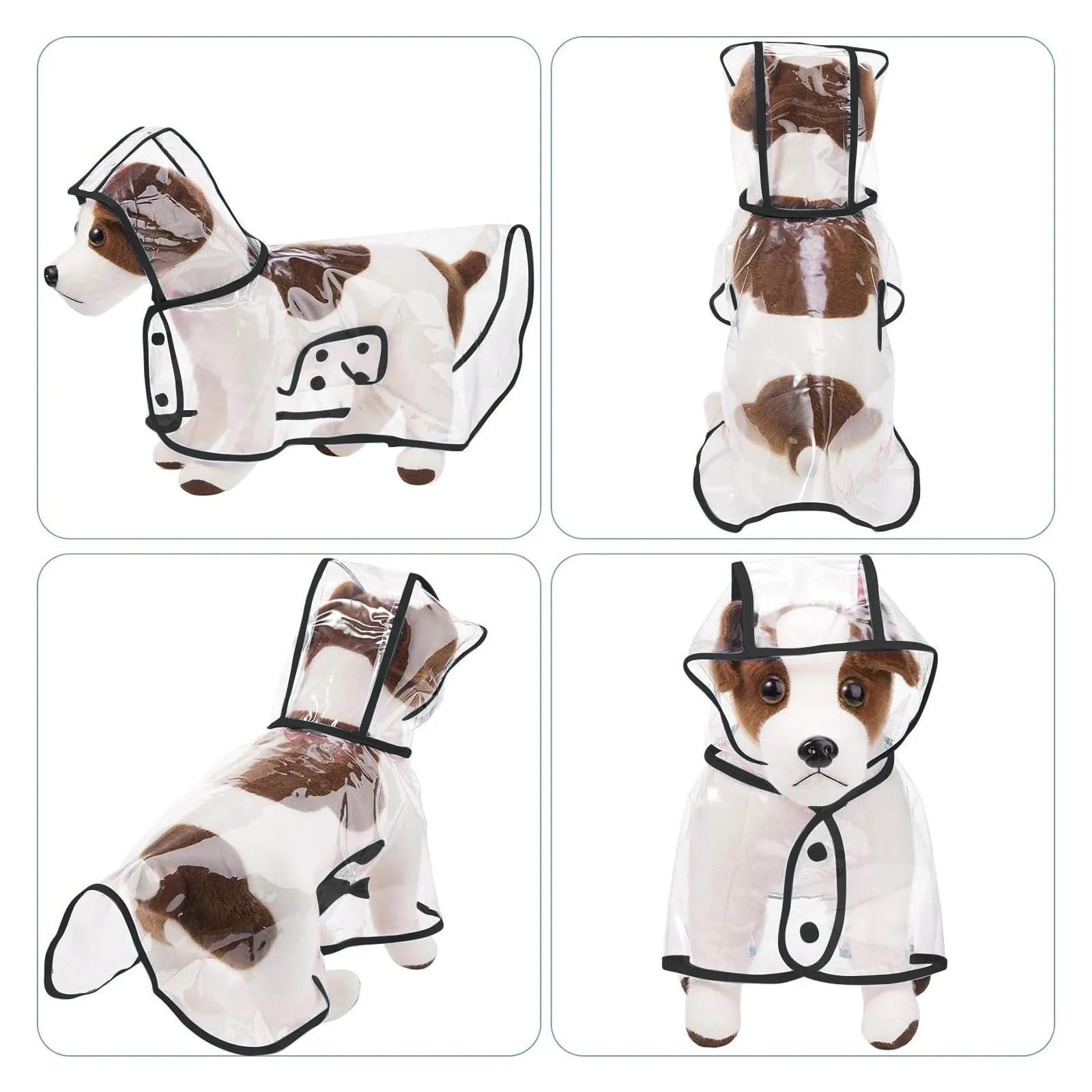PETCUTE Impermeabile Cane con Cappuccio,Ultraleggero,Impermeabile per Cani PVC Trasparente con Chiusura a Bottoni,Cappottino Antipioggia Poncho per Cani Taglia Piccola e Media - immagine 5
