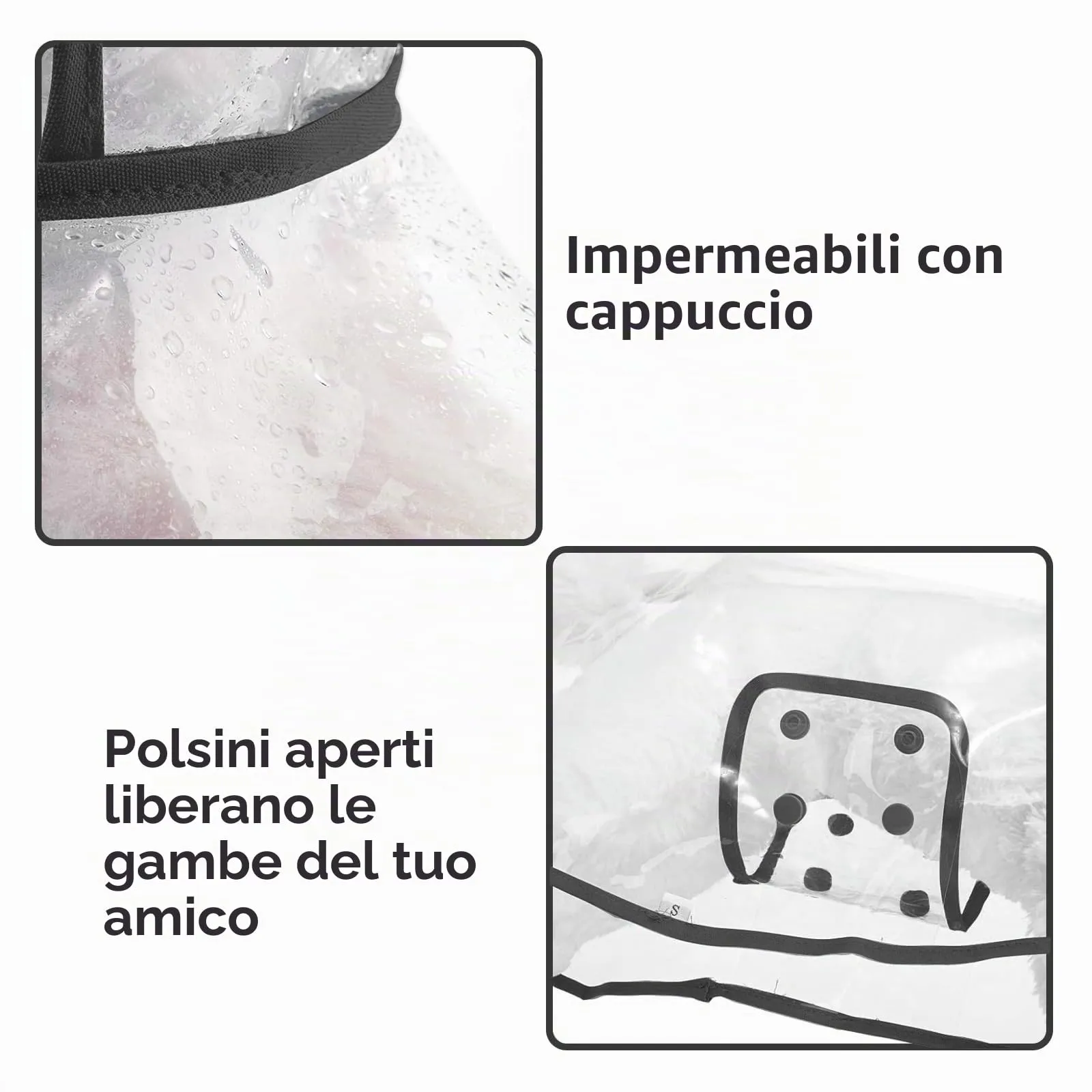 PETCUTE Impermeabile Cane con Cappuccio,Ultraleggero,Impermeabile per Cani PVC Trasparente con Chiusura a Bottoni,Cappottino Antipioggia Poncho per Cani Taglia Piccola e Media - immagine 7