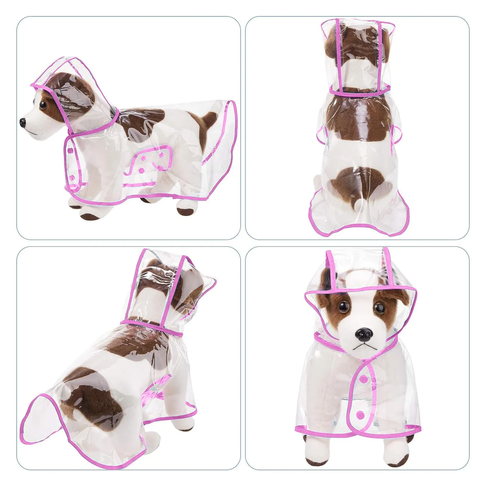 PETCUTE Impermeabile Cane con Cappuccio,Ultraleggero,Impermeabile per Cani PVC Trasparente con Chiusura a Bottoni,Cappottino Antipioggia Poncho per Cani Taglia Piccola e Media - immagine 5