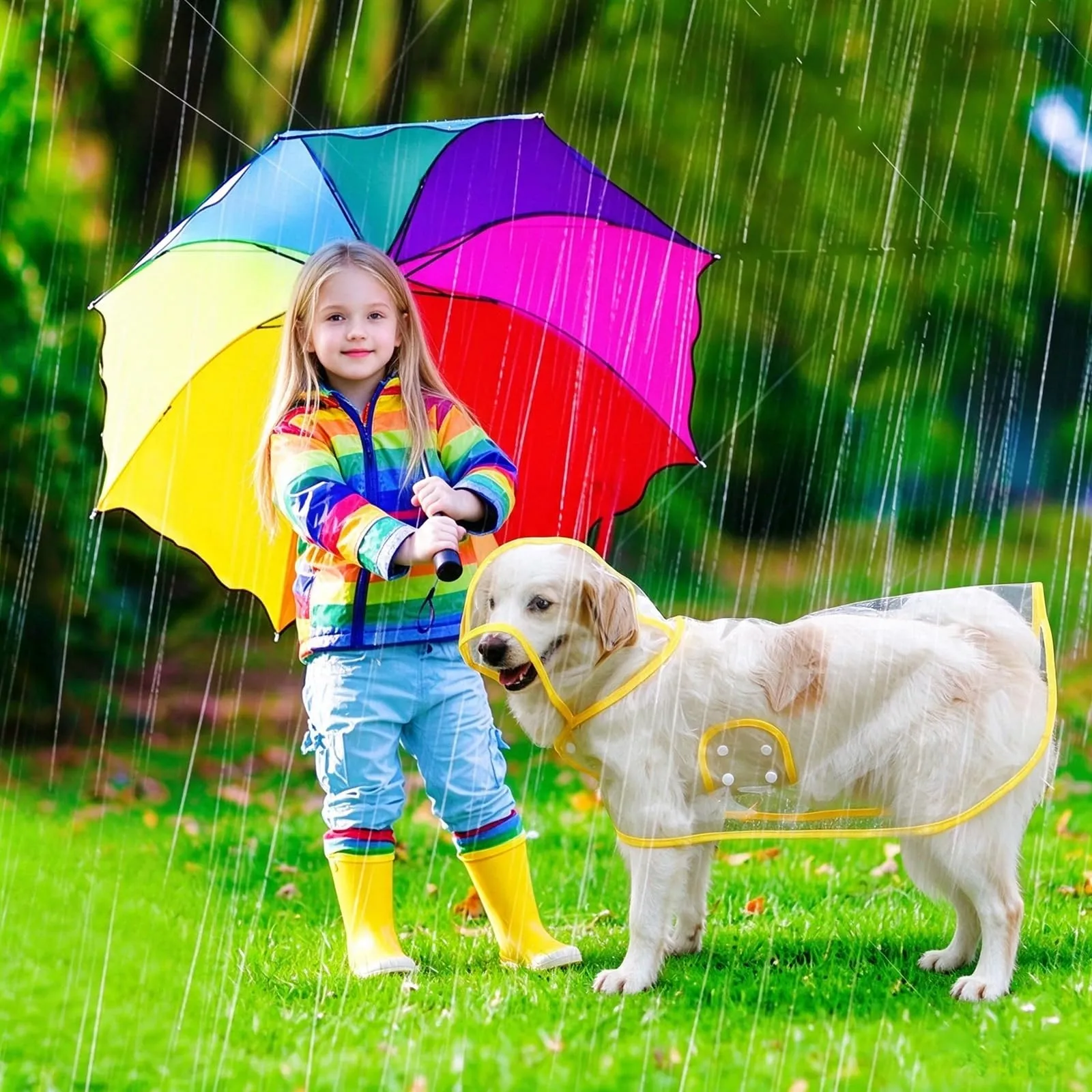 PETCUTE Impermeabile Cane con Cappuccio,Ultraleggero,Impermeabile per Cani PVC Trasparente con Chiusura a Bottoni,Cappottino Antipioggia Poncho per Cani Taglia Piccola e Media - immagine 2