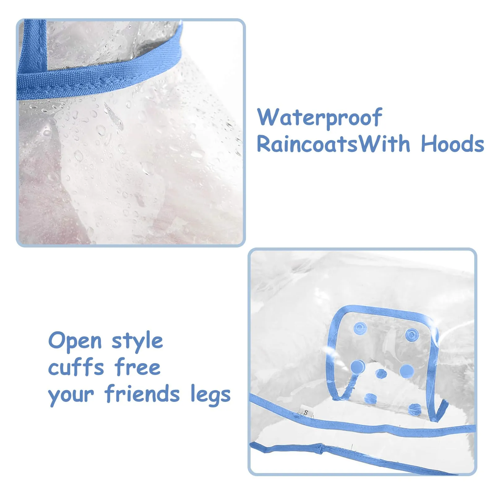 PETCUTE Impermeabile Cane con Cappuccio,Ultraleggero,Impermeabile per Cani PVC Trasparente con Chiusura a Bottoni,Cappottino Antipioggia Poncho per Cani Taglia Piccola e Media - immagine 7