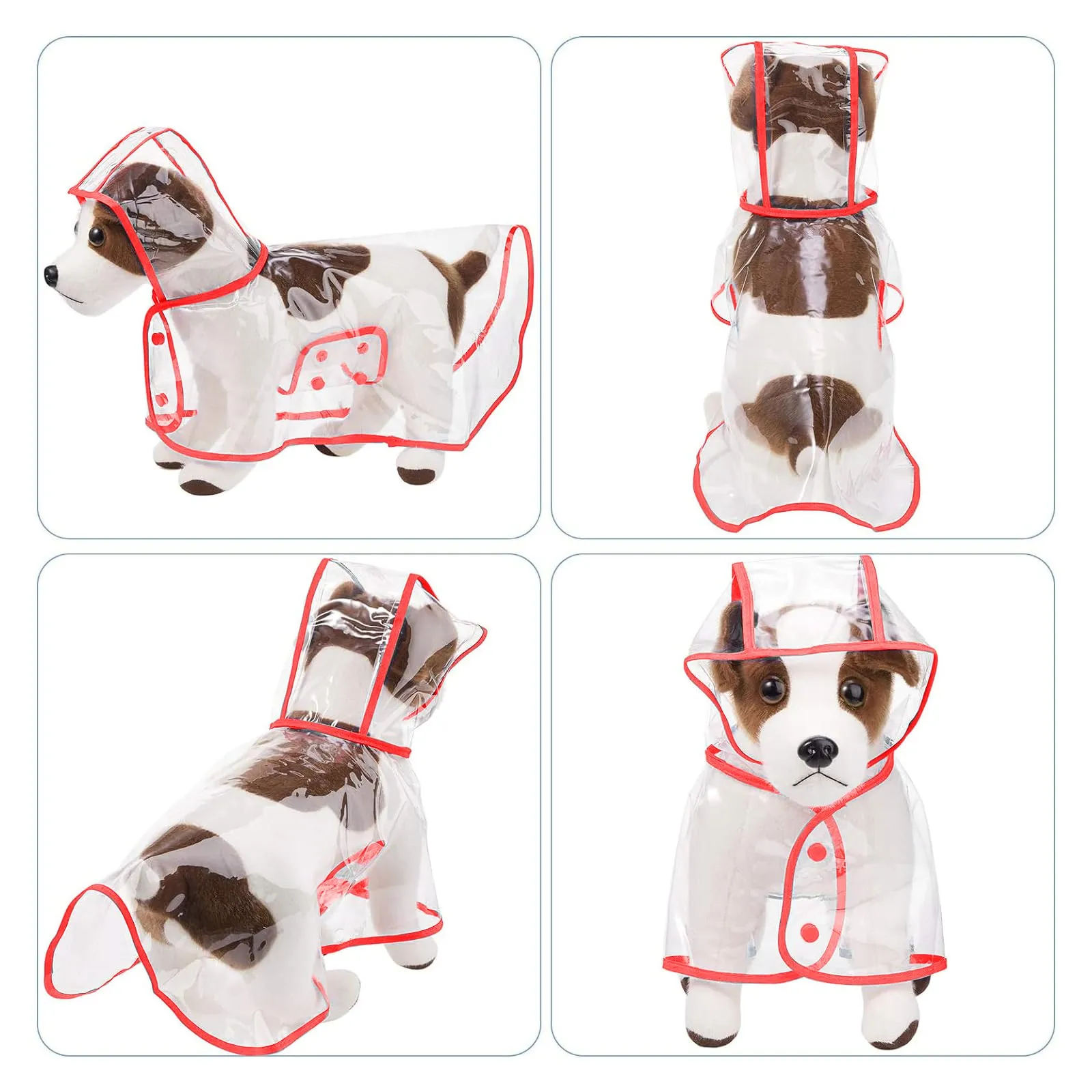 PETCUTE Impermeabile Cane con Cappuccio,Ultraleggero,Impermeabile per Cani PVC Trasparente con Chiusura a Bottoni,Cappottino Antipioggia Poncho per Cani Taglia Piccola e Media - immagine 5