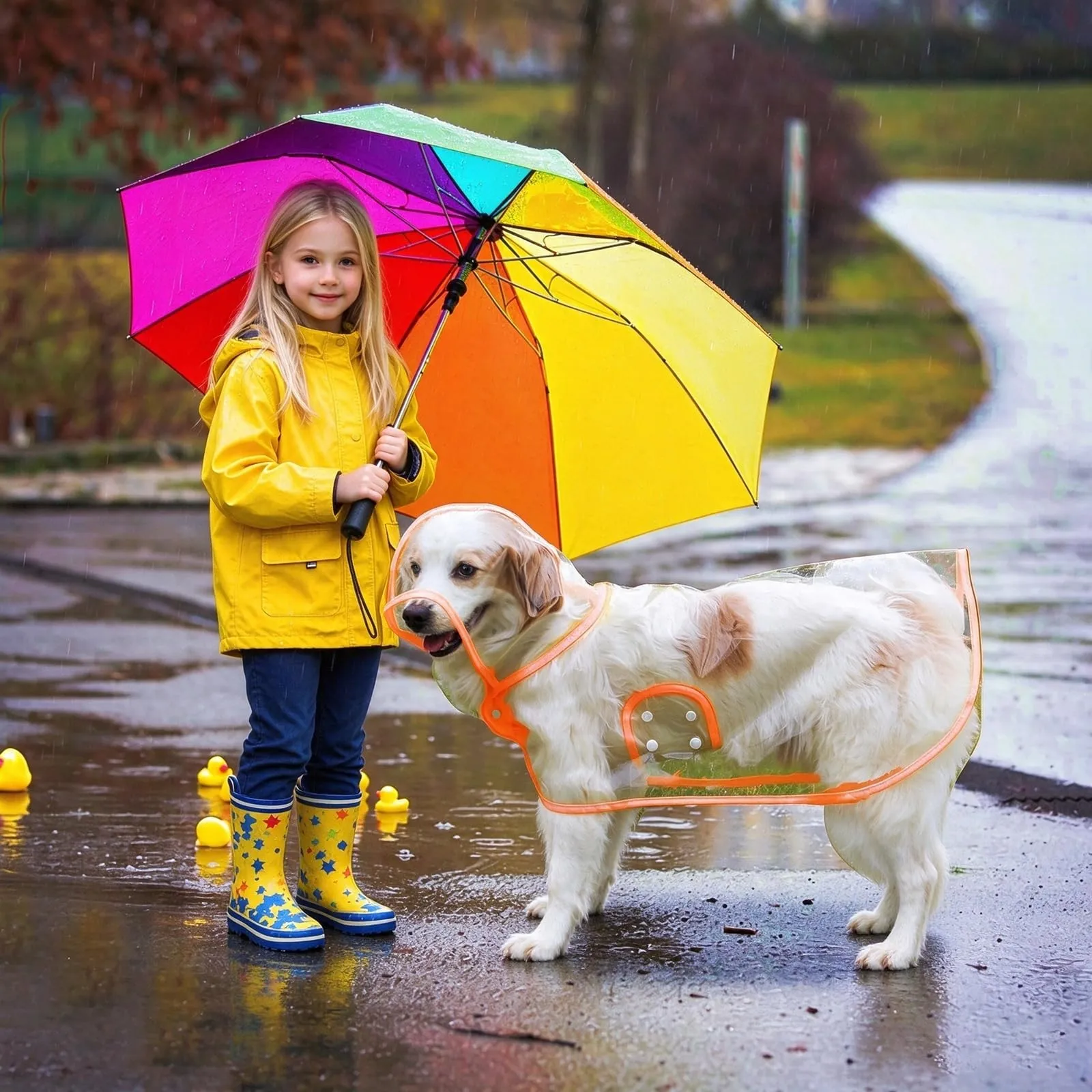 PETCUTE Impermeabile Cane con Cappuccio,Ultraleggero,Impermeabile per Cani PVC Trasparente con Chiusura a Bottoni,Cappottino Antipioggia Poncho per Cani Taglia Piccola e Media - immagine 2