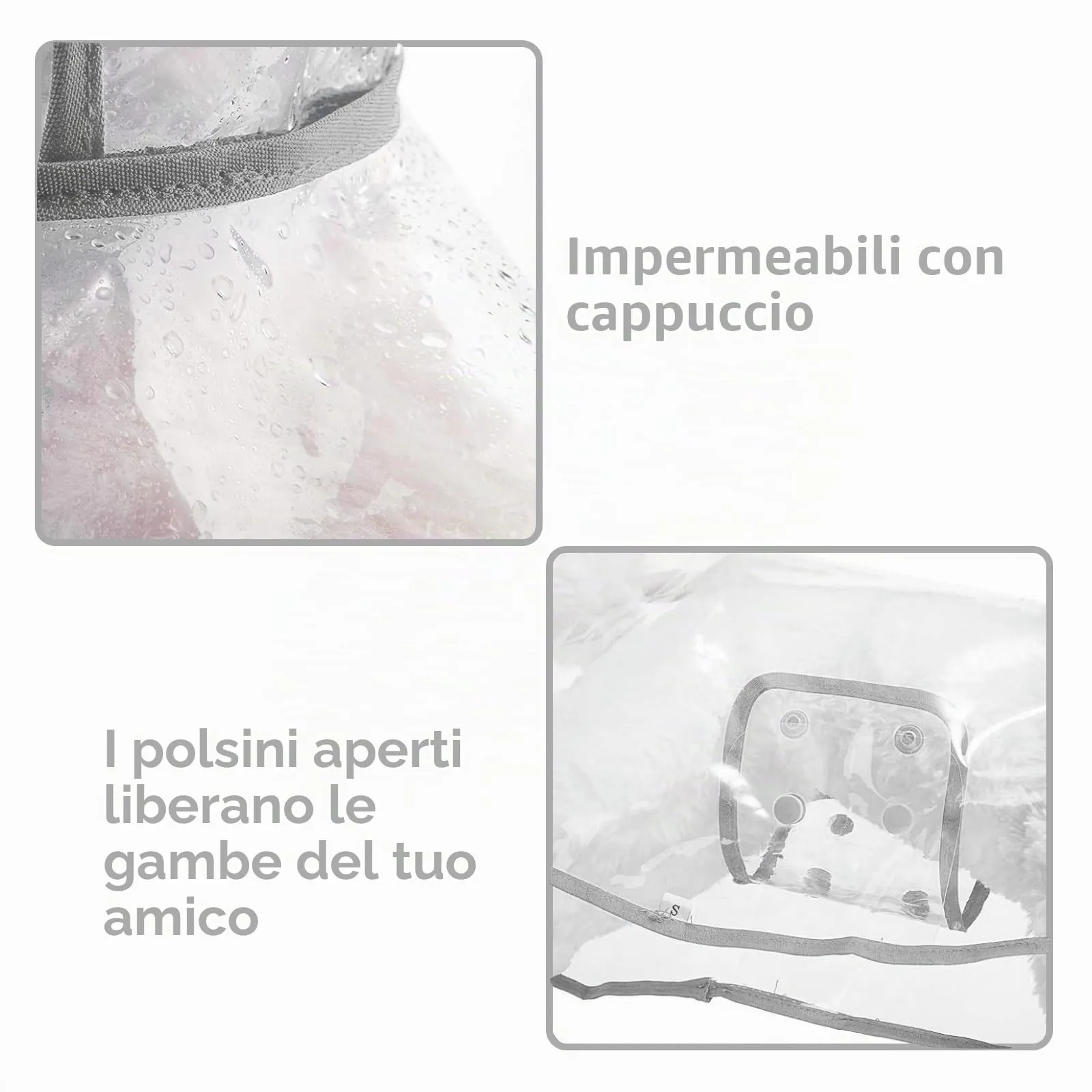 PETCUTE Impermeabile Cane con Cappuccio,Ultraleggero,Impermeabile per Cani PVC Trasparente con Chiusura a Bottoni,Cappottino Antipioggia Poncho per Cani Taglia Piccola e Media - immagine 7