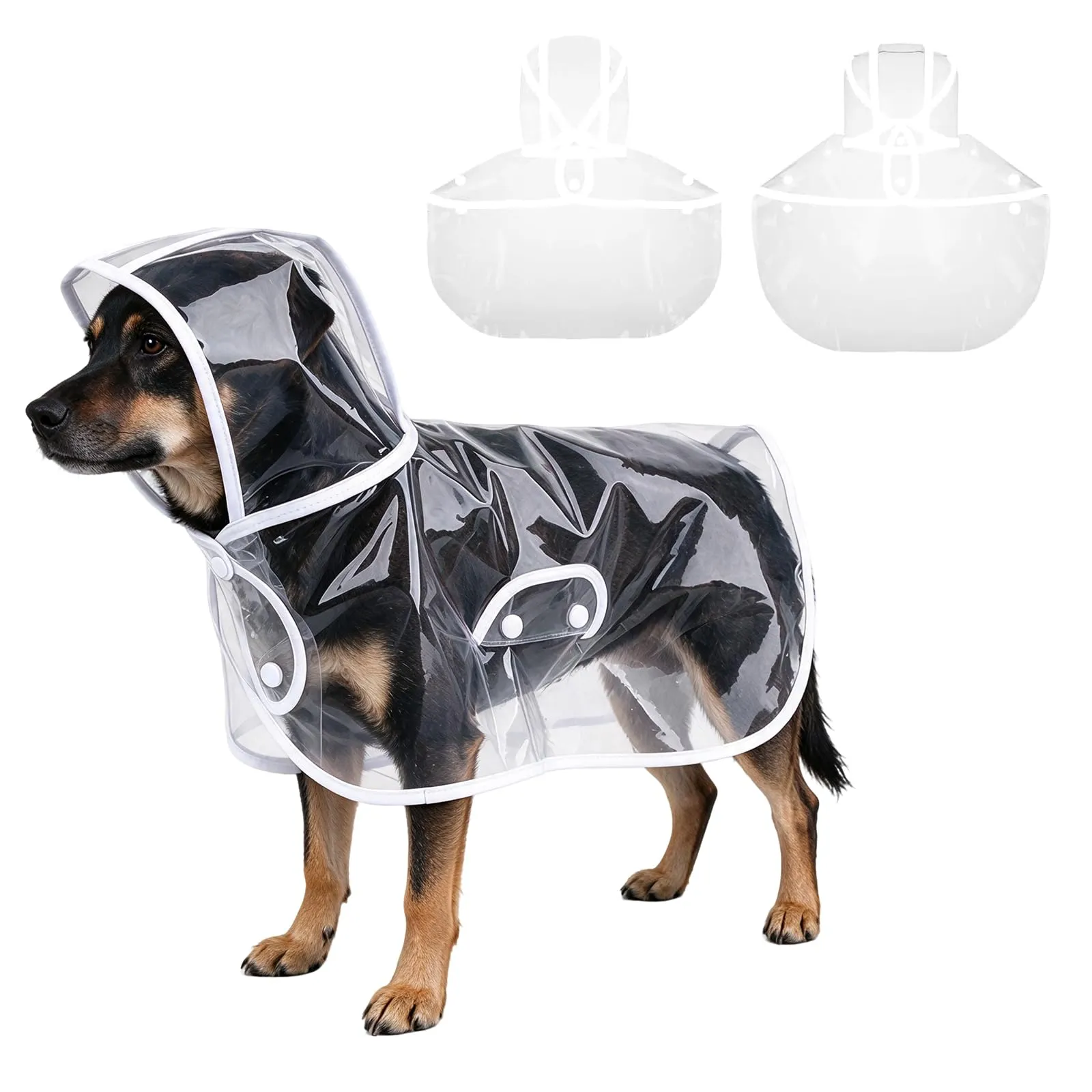PETCUTE Impermeabile Cane con Cappuccio,Ultraleggero,Impermeabile per Cani PVC Trasparente con Chiusura a Bottoni,Cappottino Antipioggia Poncho per Cani Taglia Piccola e Media - immagine 1