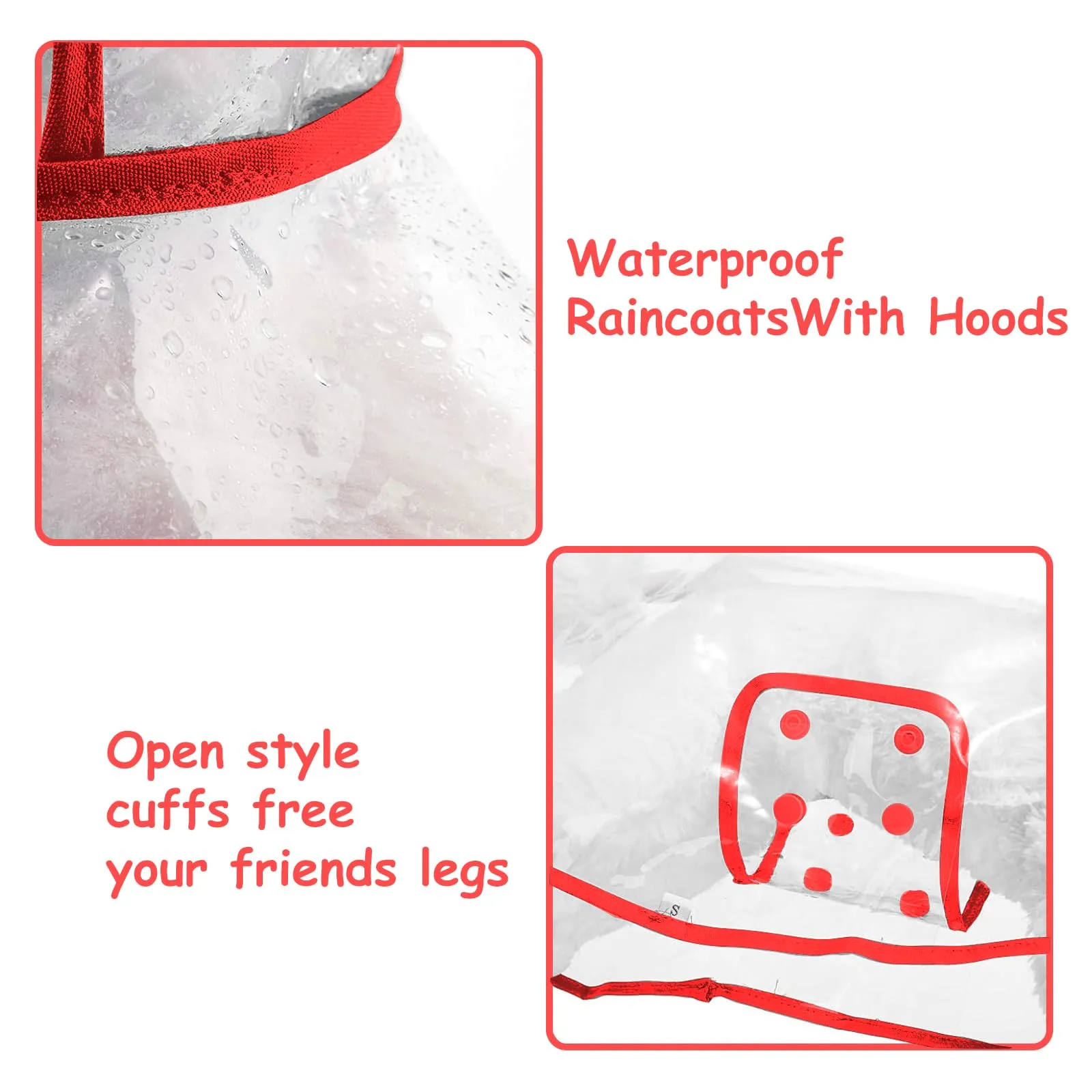 PETCUTE Impermeabile Cane con Cappuccio,Ultraleggero,Impermeabile per Cani PVC Trasparente con Chiusura a Bottoni,Cappottino Antipioggia Poncho per Cani Taglia Piccola e Media - immagine 7