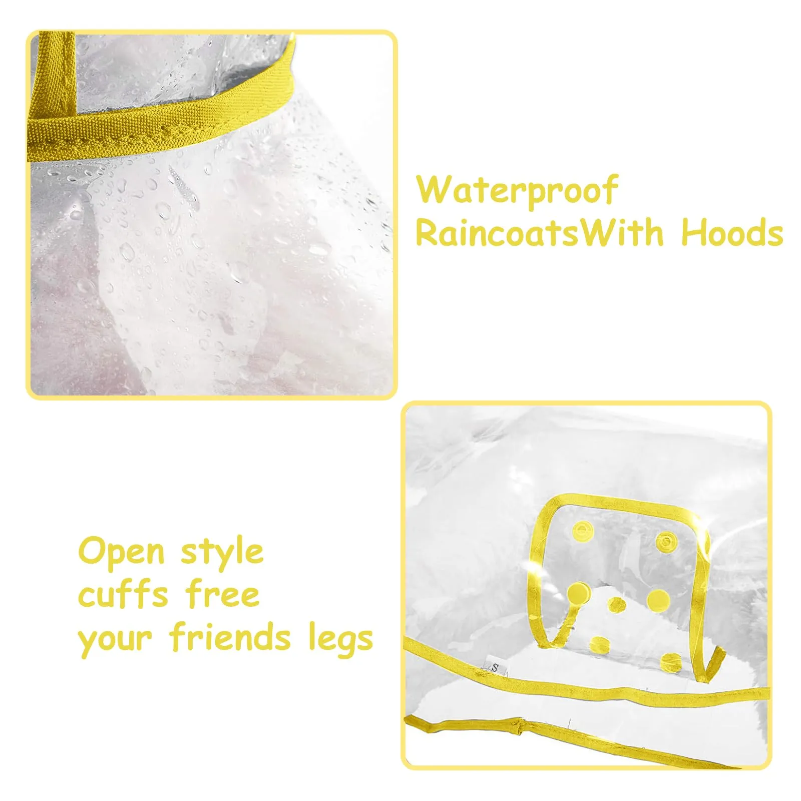 PETCUTE Impermeabile Cane con Cappuccio,Ultraleggero,Impermeabile per Cani PVC Trasparente con Chiusura a Bottoni,Cappottino Antipioggia Poncho per Cani Taglia Piccola e Media - immagine 7