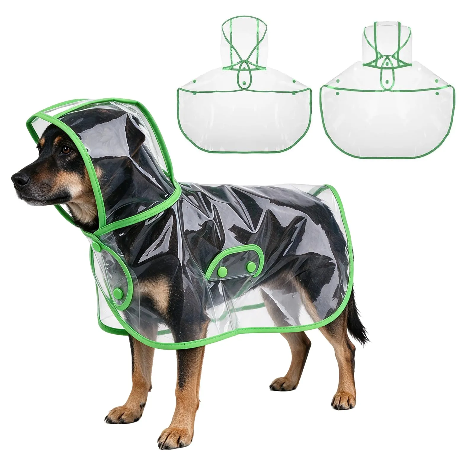 PETCUTE Impermeabile Cane con Cappuccio,Ultraleggero,Impermeabile per Cani PVC Trasparente con Chiusura a Bottoni,Cappottino Antipioggia Poncho per Cani Taglia Piccola e Media - immagine 1