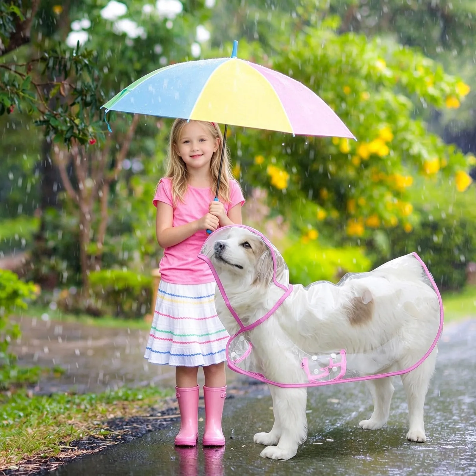 PETCUTE Impermeabile Cane con Cappuccio,Ultraleggero,Impermeabile per Cani PVC Trasparente con Chiusura a Bottoni,Cappottino Antipioggia Poncho per Cani Taglia Piccola e Media - immagine 2
