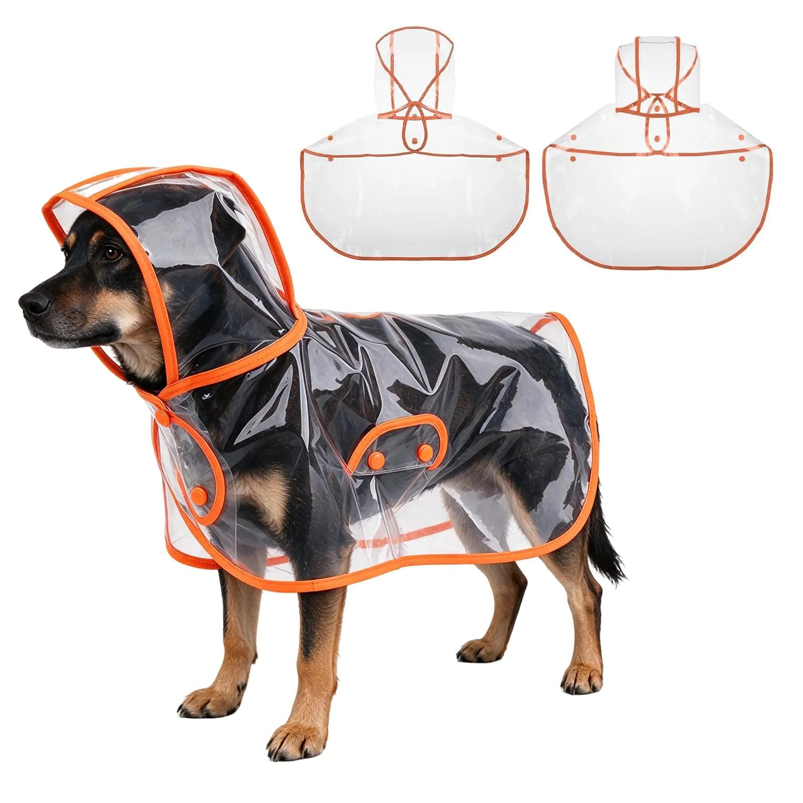 PETCUTE Impermeabile Cane con Cappuccio,Ultraleggero,Impermeabile per Cani PVC Trasparente con Chiusura a Bottoni,Cappottino Antipioggia Poncho per Cani Taglia Piccola e Media - immagine 1