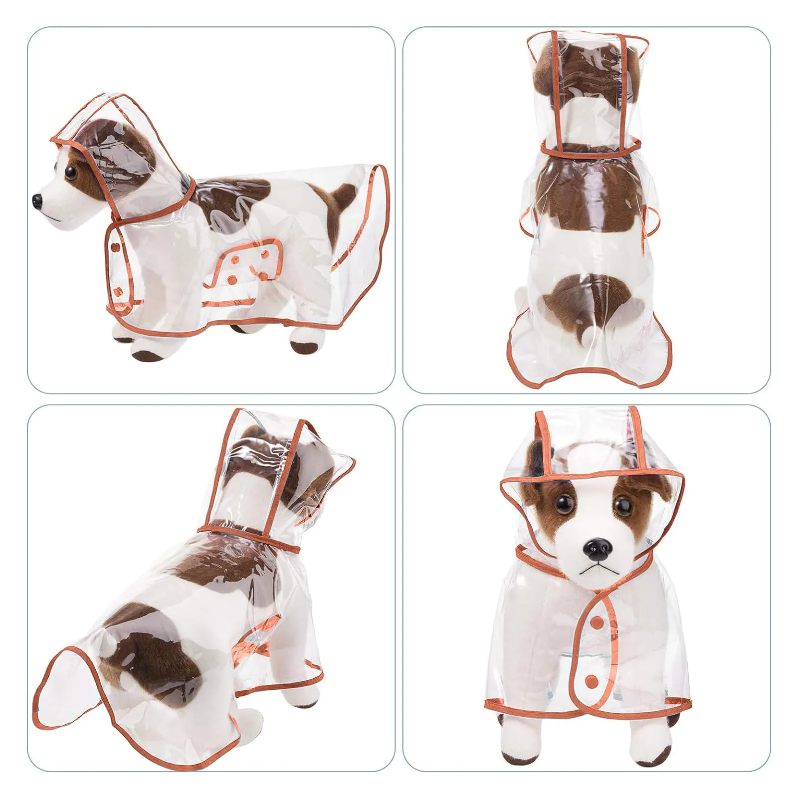PETCUTE Impermeabile Cane con Cappuccio,Ultraleggero,Impermeabile per Cani PVC Trasparente con Chiusura a Bottoni,Cappottino Antipioggia Poncho per Cani Taglia Piccola e Media - immagine 5