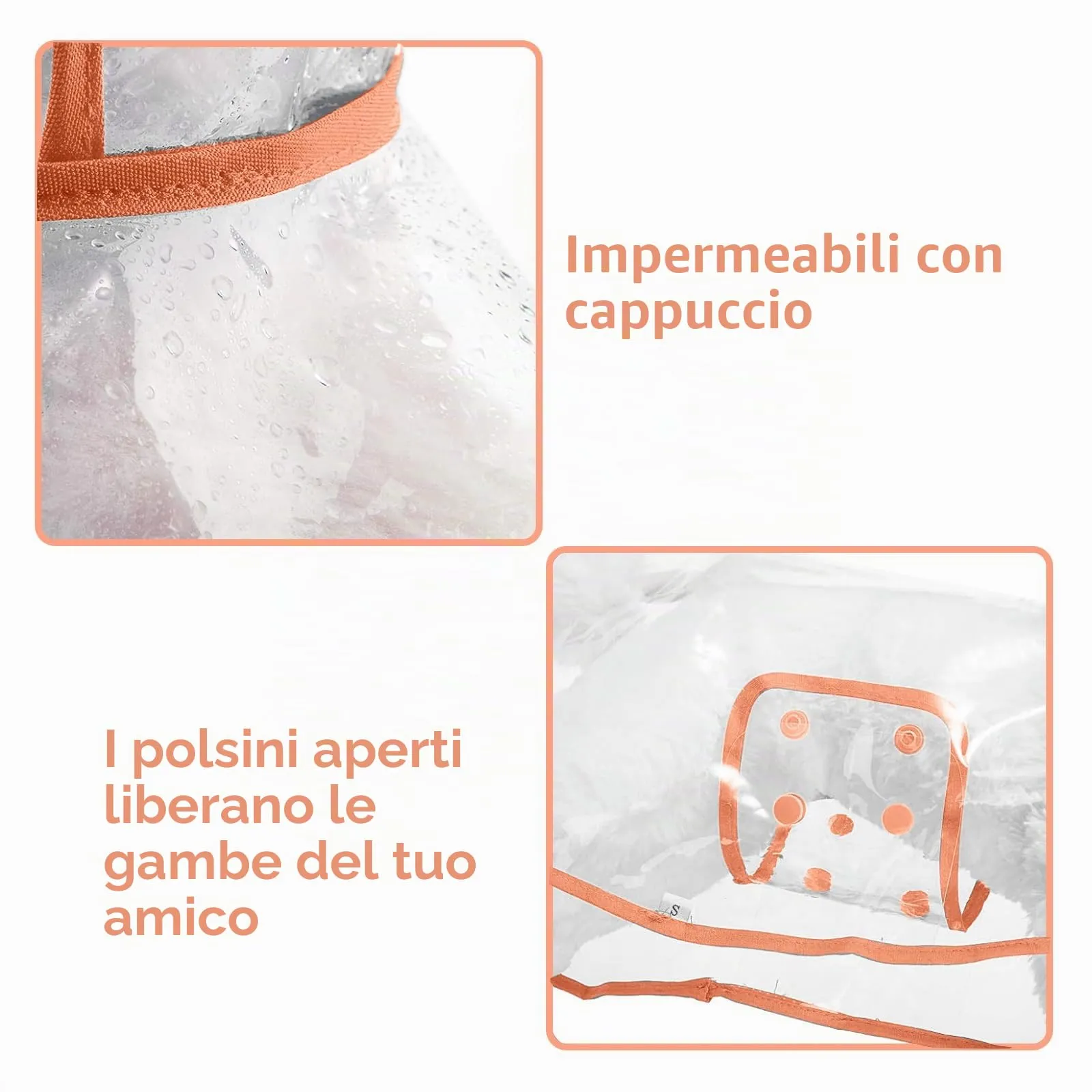 PETCUTE Impermeabile Cane con Cappuccio,Ultraleggero,Impermeabile per Cani PVC Trasparente con Chiusura a Bottoni,Cappottino Antipioggia Poncho per Cani Taglia Piccola e Media - immagine 7
