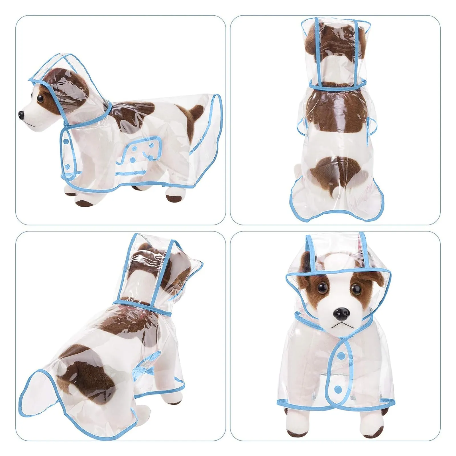 PETCUTE Impermeabile Cane con Cappuccio,Ultraleggero,Impermeabile per Cani PVC Trasparente con Chiusura a Bottoni,Cappottino Antipioggia Poncho per Cani Taglia Piccola e Media - immagine 5