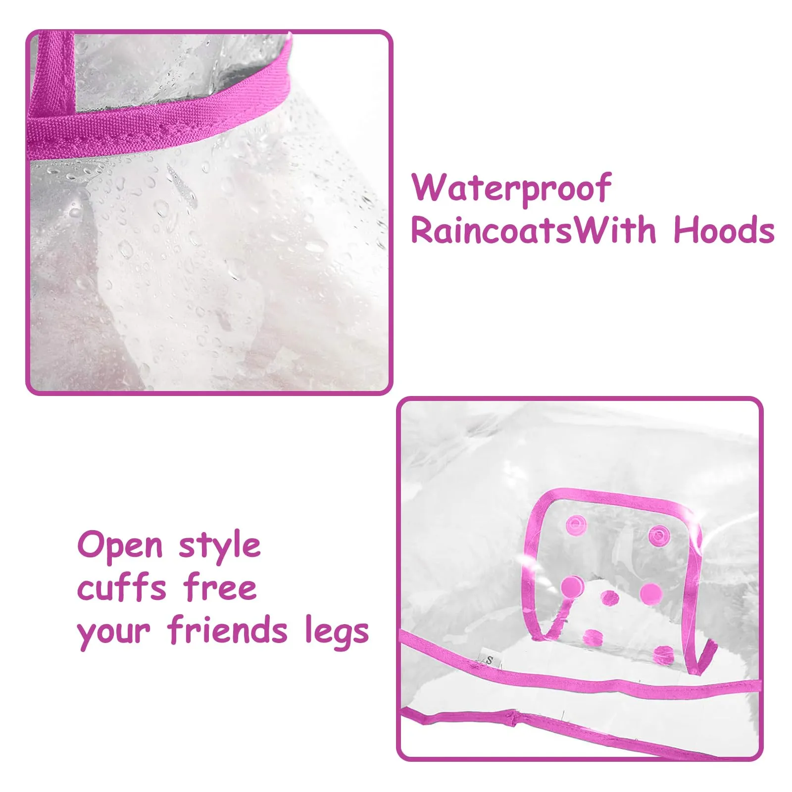 PETCUTE Impermeabile Cane con Cappuccio,Ultraleggero,Impermeabile per Cani PVC Trasparente con Chiusura a Bottoni,Cappottino Antipioggia Poncho per Cani Taglia Piccola e Media - immagine 7