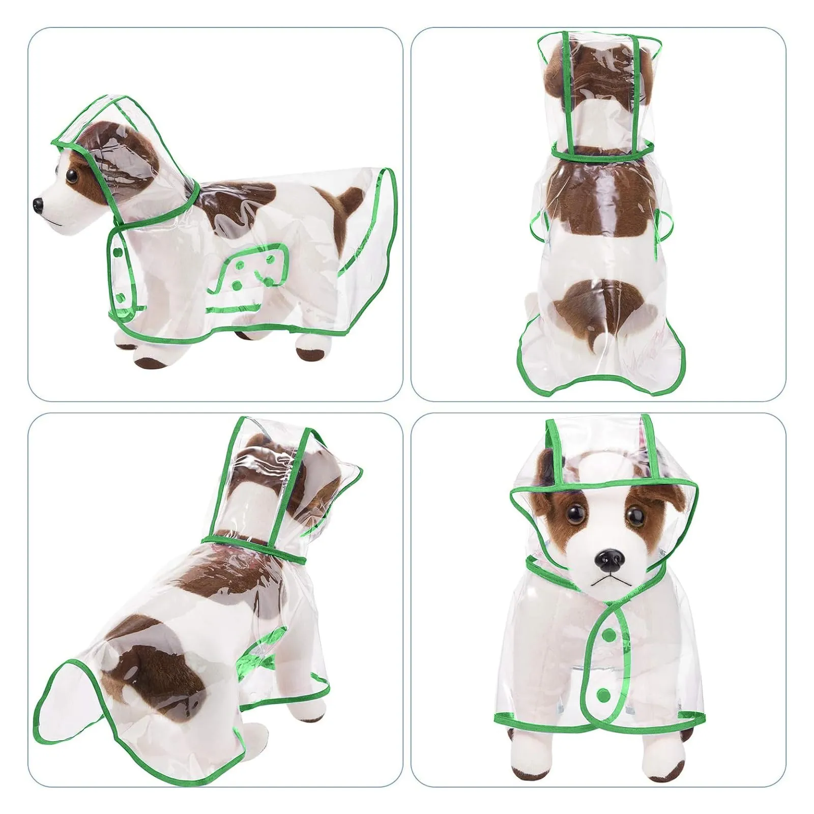 PETCUTE Impermeabile Cane con Cappuccio,Ultraleggero,Impermeabile per Cani PVC Trasparente con Chiusura a Bottoni,Cappottino Antipioggia Poncho per Cani Taglia Piccola e Media - immagine 5