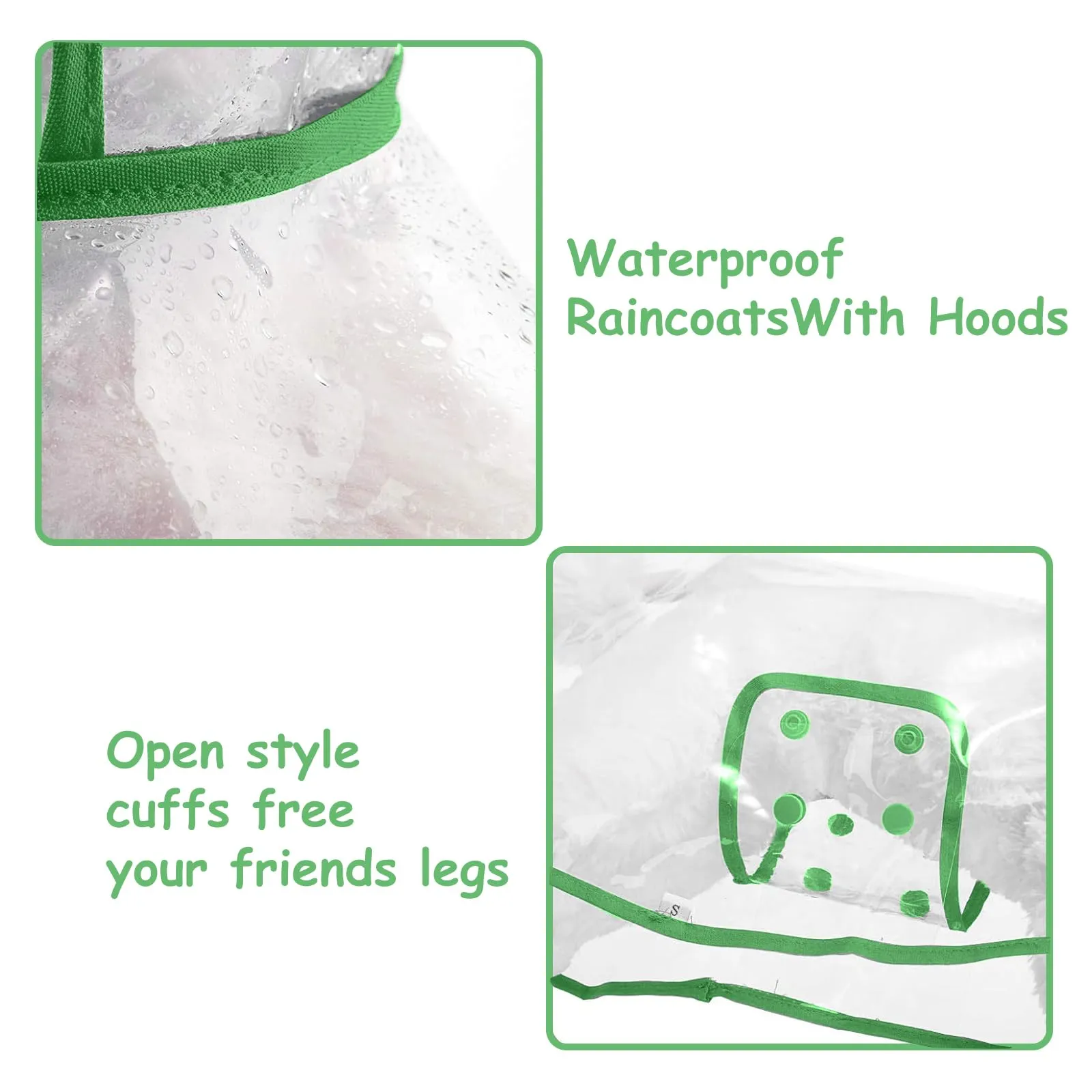 PETCUTE Impermeabile Cane con Cappuccio,Ultraleggero,Impermeabile per Cani PVC Trasparente con Chiusura a Bottoni,Cappottino Antipioggia Poncho per Cani Taglia Piccola e Media - immagine 7