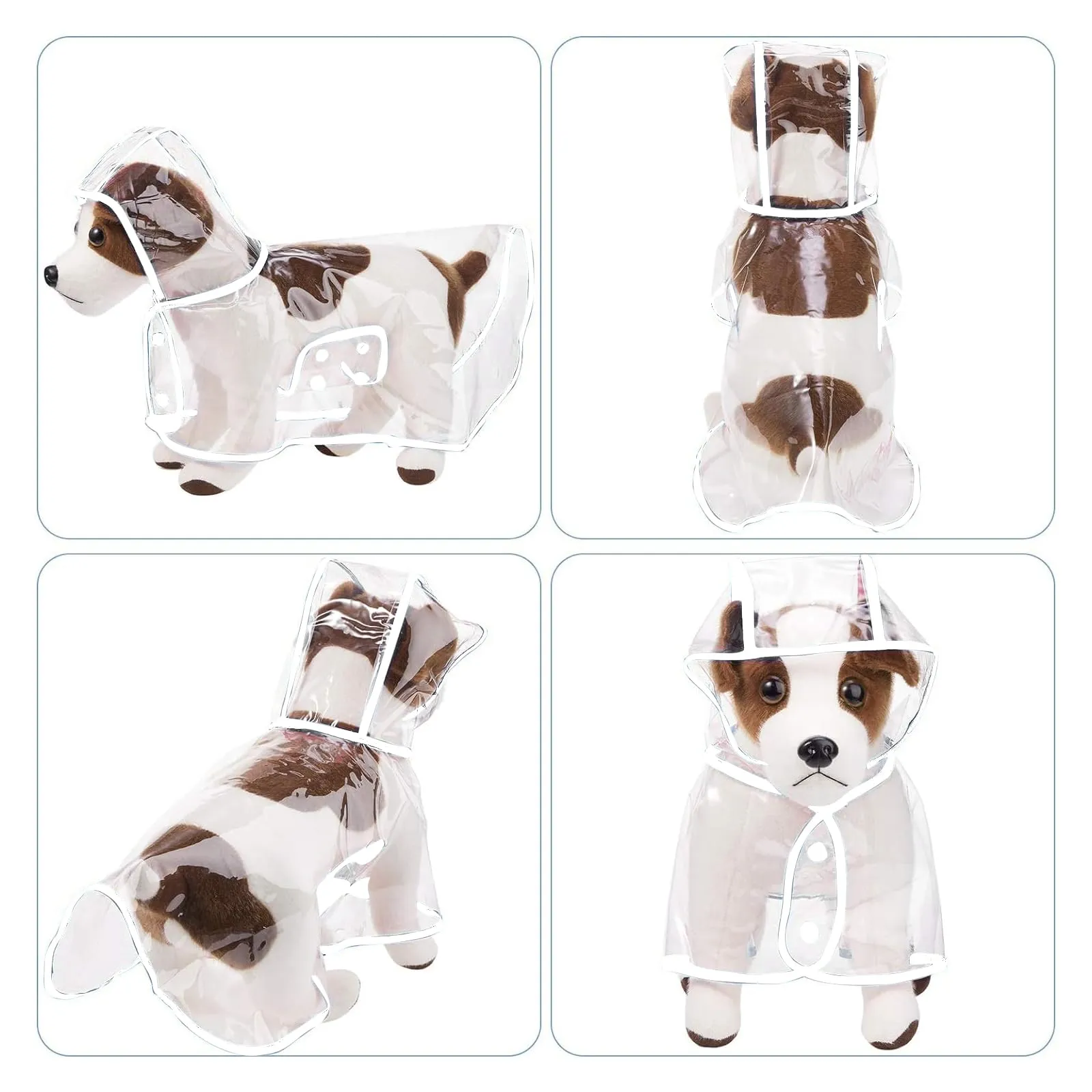 PETCUTE Impermeabile Cane con Cappuccio,Ultraleggero,Impermeabile per Cani PVC Trasparente con Chiusura a Bottoni,Cappottino Antipioggia Poncho per Cani Taglia Piccola e Media - immagine 5