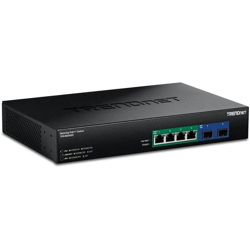 Switch TRENDnet TPE-BG5062 2.5G 4 Porte PoE++ 2 SFP+ Rack Fanless - immagine 1