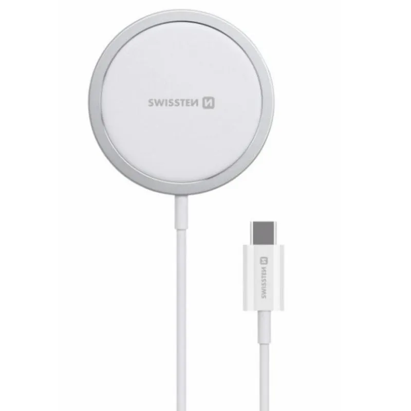 Caricatore wireless Swissten MagStick MagSafe 15W USB-C 1,5m Bianco - immagine 1