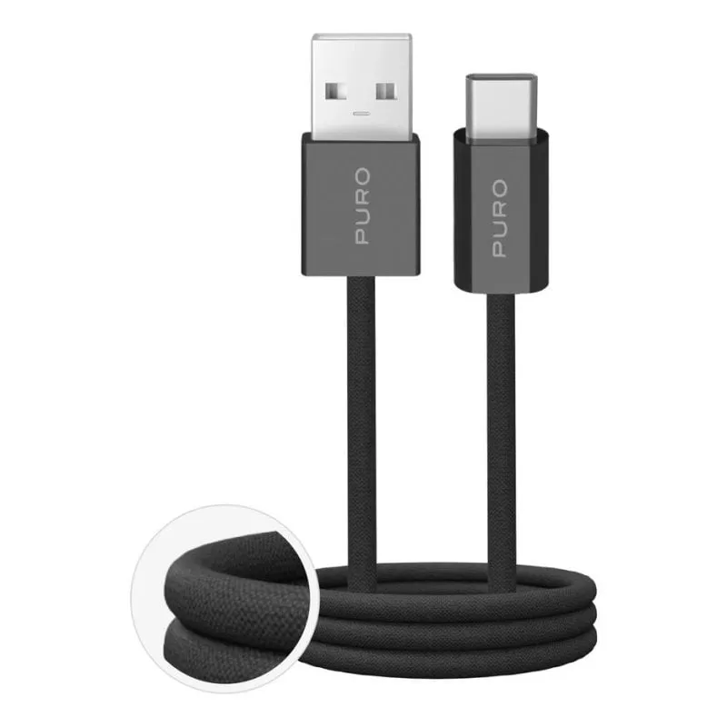 Cavo USB PURO PUCAC10WFABK415MTBLK 1,5 m USB-A USB-C Nero TPE - immagine 1