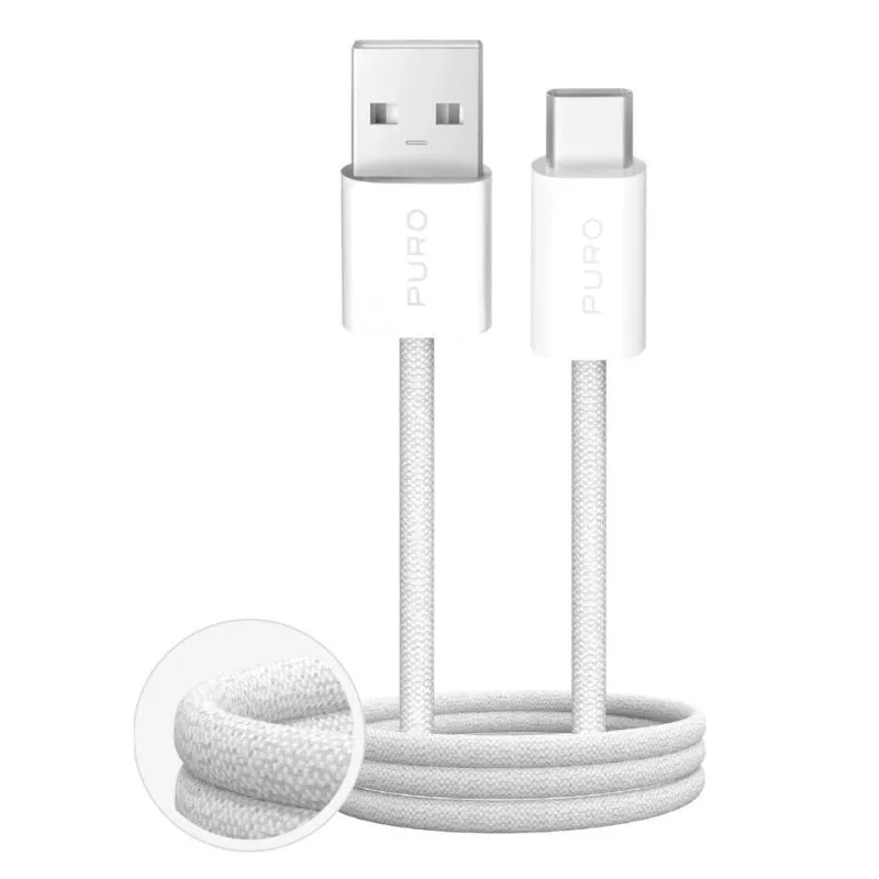 Cavo USB PURO PUCAC10WFABK415MTWHI 1,5 m USB-A a USB-C Bianco TPE - immagine 1