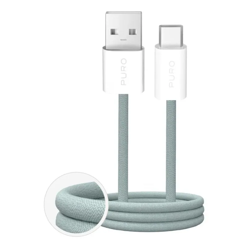 Cavo USB PURO PUCAC10WFABK415MTGRN 1,5 m USB-A USB-C Verde TPE - immagine 1