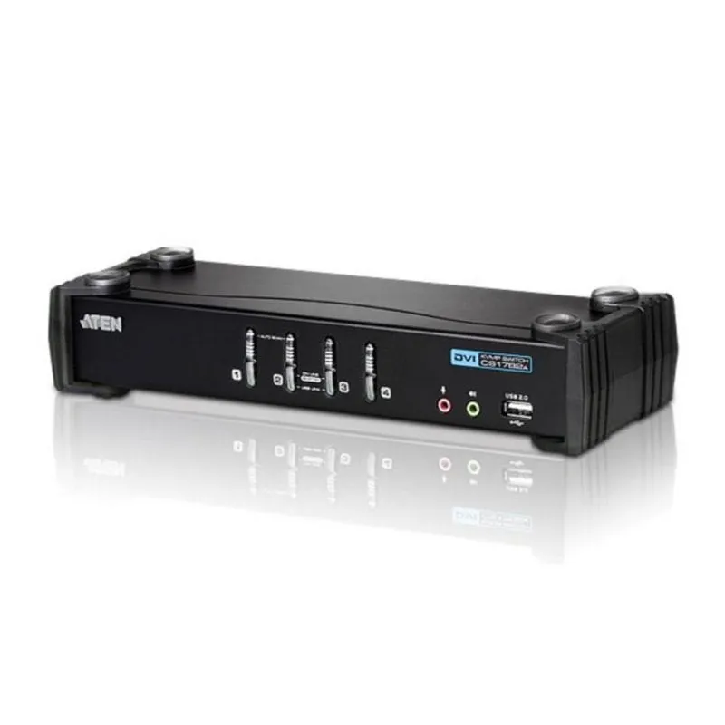 Switch KVM Aten CS1764A DVI 4 Porte USB 2.0 Audio Hub Metallizzato - immagine 1