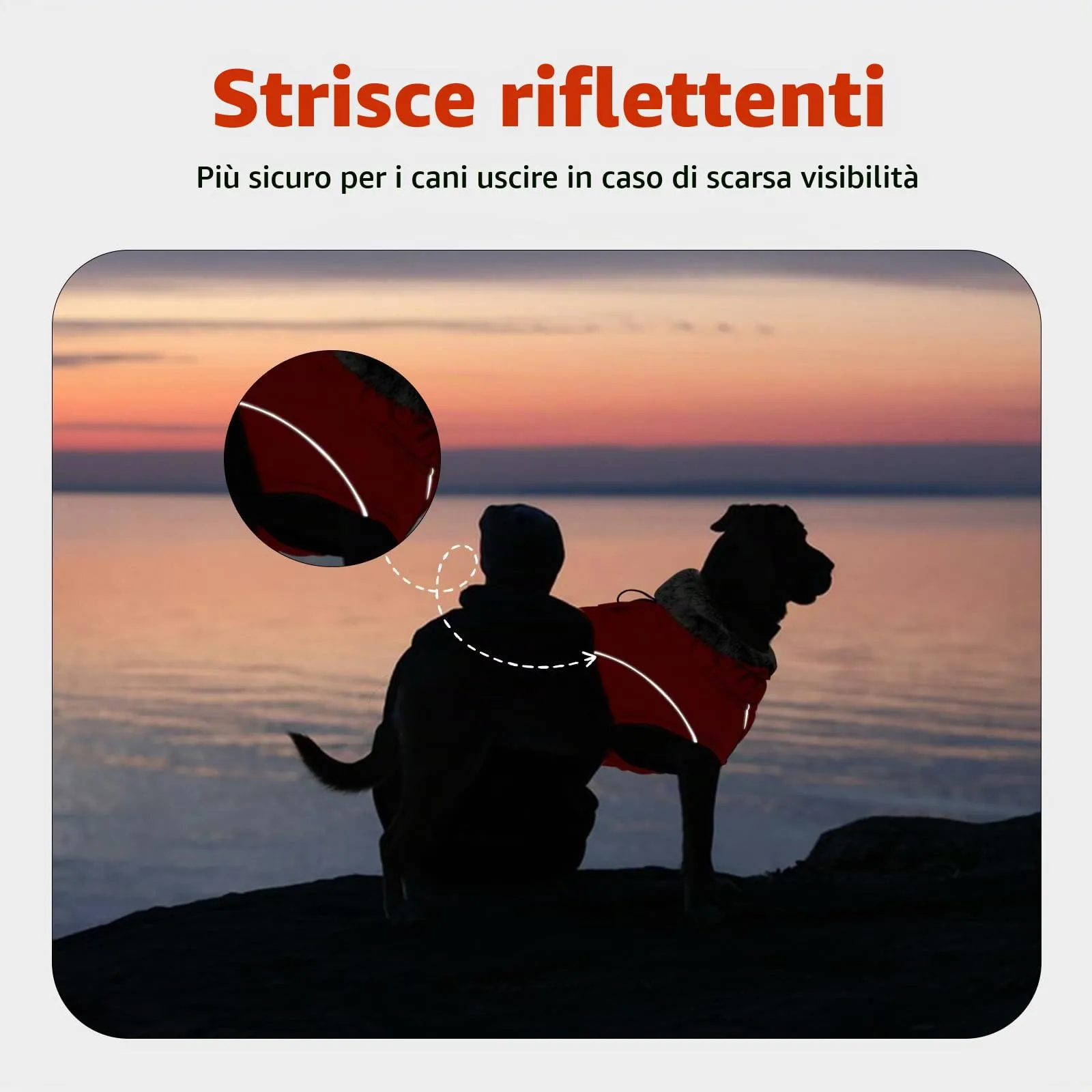 Cappotto invernale per cani, impermeabile e caldo, gilet imbottito in pile spesso, resistente alla neve, arancione, L - immagine 5