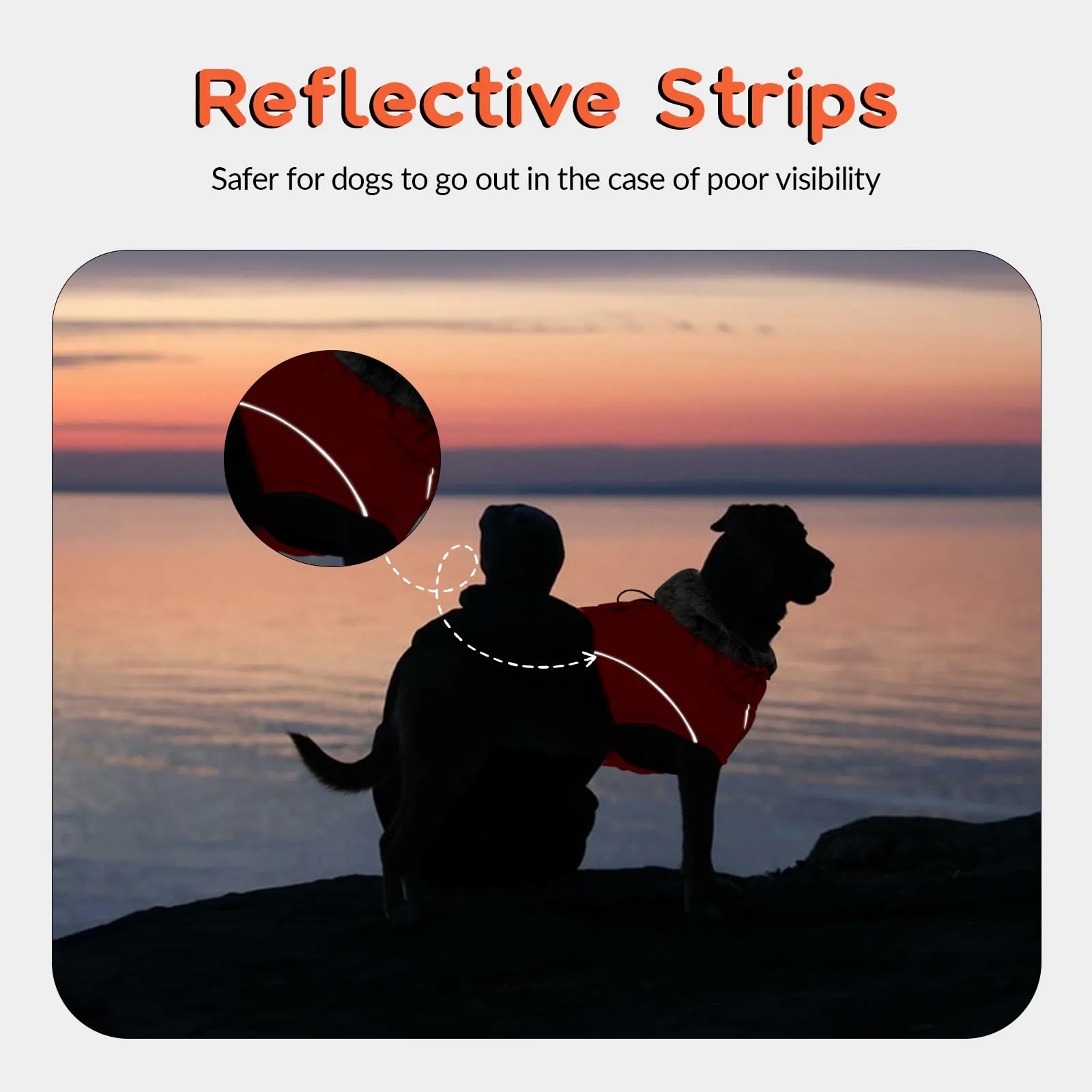 Giacca Impermeabile Cani, Giubbotto Antivento Calda Cuccioli Riflettente Cappottino con Fodera in Pile Cani Vestito Invernale Gilet Riflettente per Cani(Arancione, S) - immagine 5