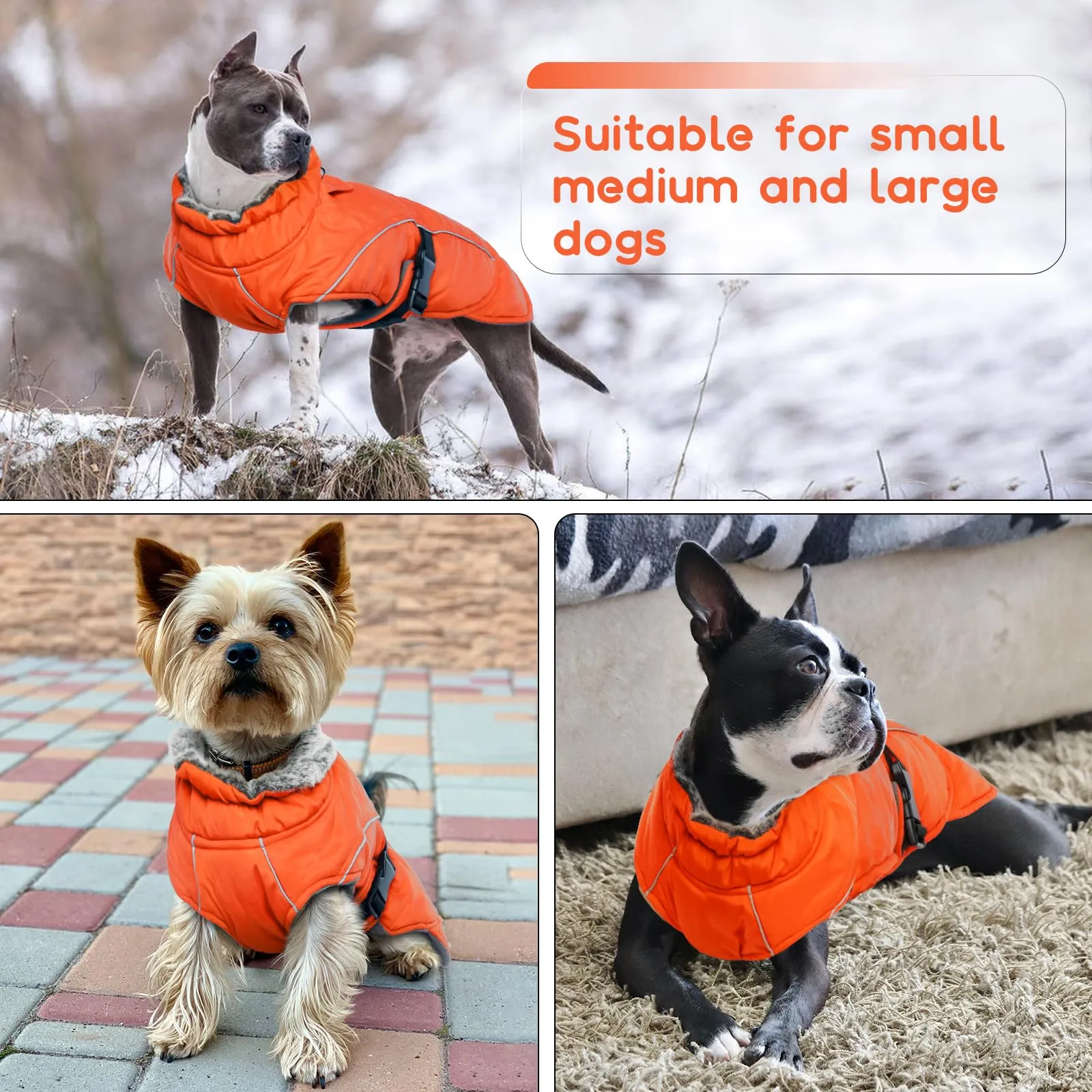 Cappotto Invernale Cani Grandi, Giubbotto Invernale Cani Felpa Cappotto XXLNeve Cani Giacca Impermeabile per Cani Vestito Gilet Antivento Cani(Arancione, 2XL) - immagine 6