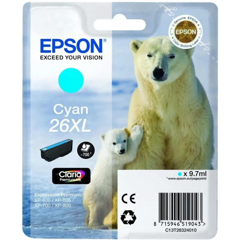 Cartuccia inchiostro Epson 26XL Ciano Originale Alto rendimento XL - immagine 1