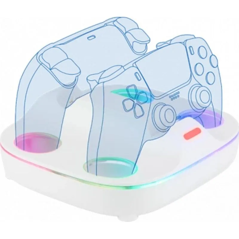 Base di ricarica Konix 61889000107 RGB per DualSense e PS Portal bianca - immagine 1