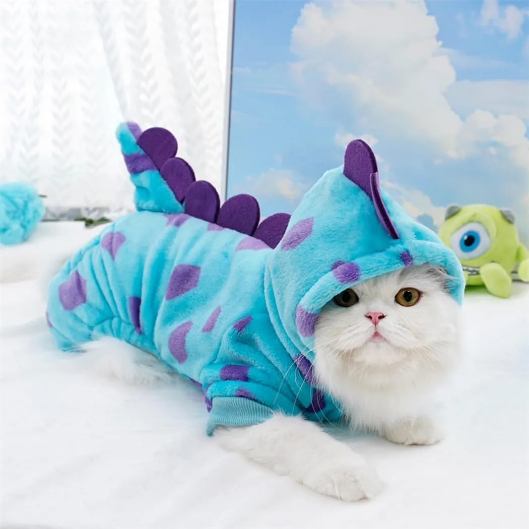 XIAOYU divertente cane dinosauro costumi vestiti per animali domestici per il piccolo cane gatto, inverno caldo cucciolo hoodies pet jumpsuit abbigliamento per Halloween Natale, XXL - immagine 2