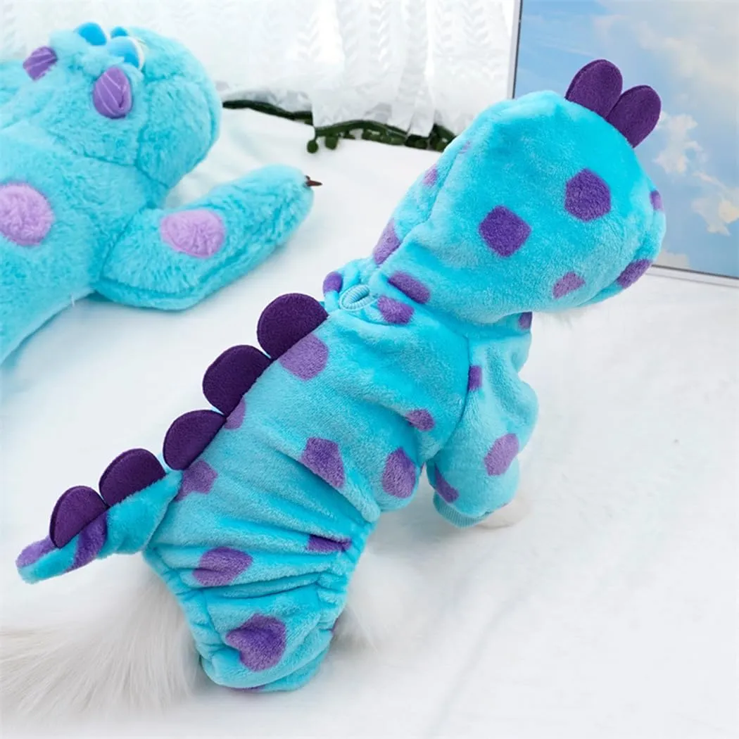 XIAOYU divertente cane dinosauro costumi vestiti per animali domestici per il piccolo cane gatto, inverno caldo cucciolo hoodies pet jumpsuit abbigliamento per Halloween Natale, XXL - immagine 4