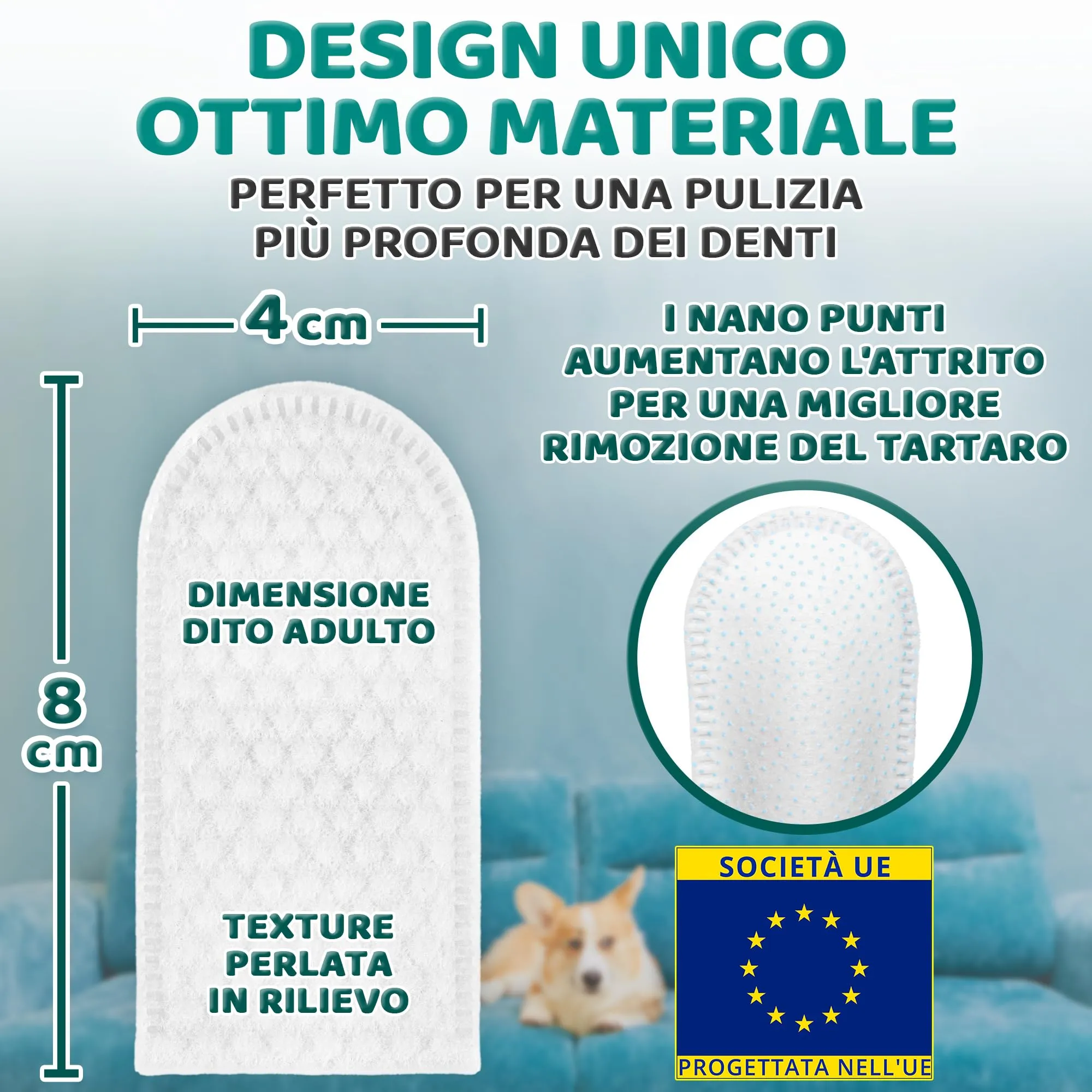 EcoEarth Salviette per la Pulizia dei Denti di Alta qualità per Cani e Gatti - 50 Pezzi - Dischetti per la Cura Dentale degli Animali Domestici per Un alito Fresco e un'igiene Orale - immagine 4