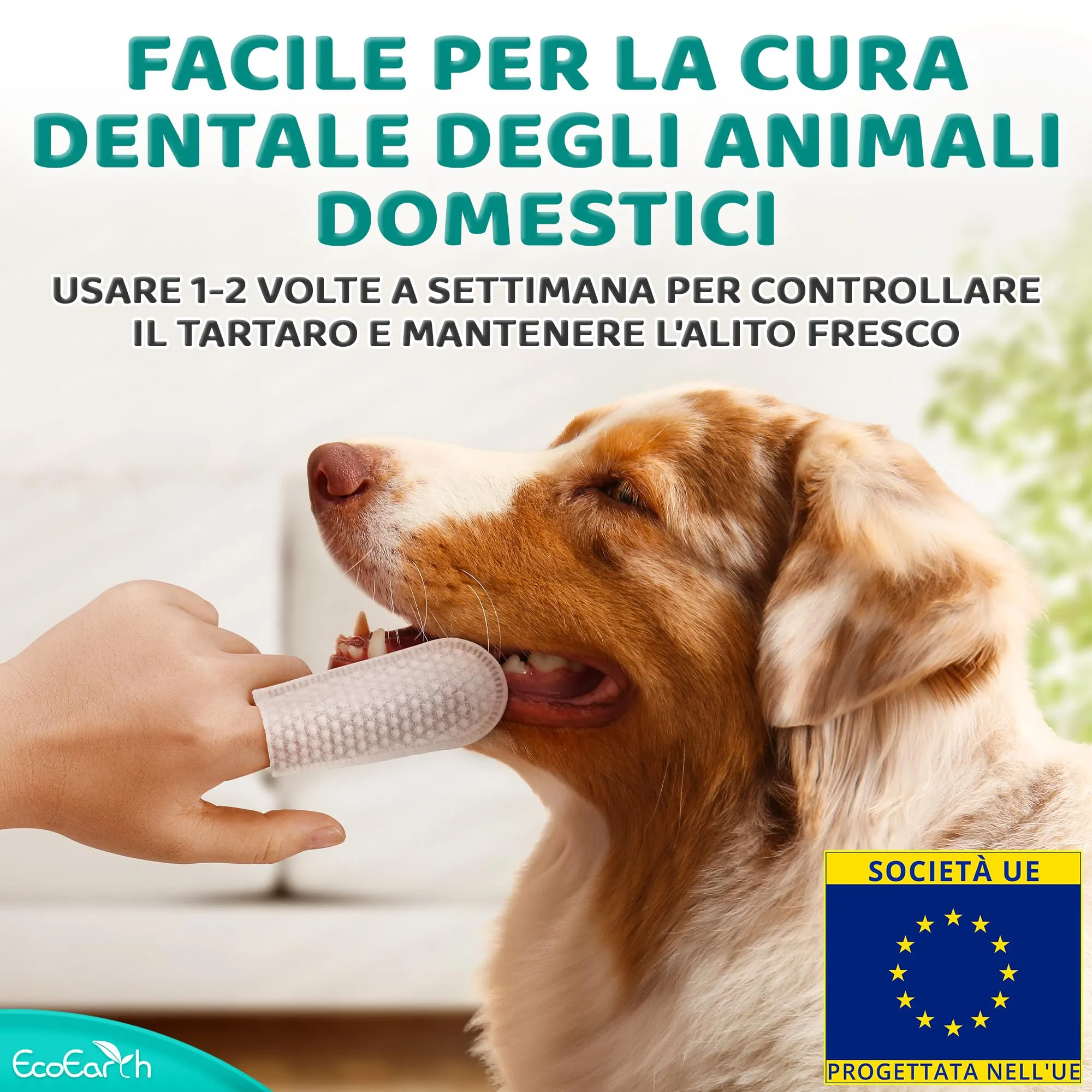 EcoEarth Salviette per la Pulizia dei Denti di Alta qualità per Cani e Gatti - 50 Pezzi - Dischetti per la Cura Dentale degli Animali Domestici per Un alito Fresco e un'igiene Orale - immagine 7