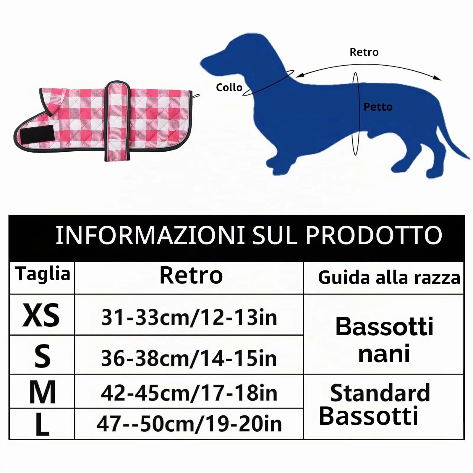 Geyecete Impermeabile Cappotto Cane, Bassotto Invernale Cappotto,Giacca del Cane con fodera in pile calda all'interno,Abbigliamento Regolabile per Cani all'aperto per Miniatura Bassotto-Rosa-L - immagine 4