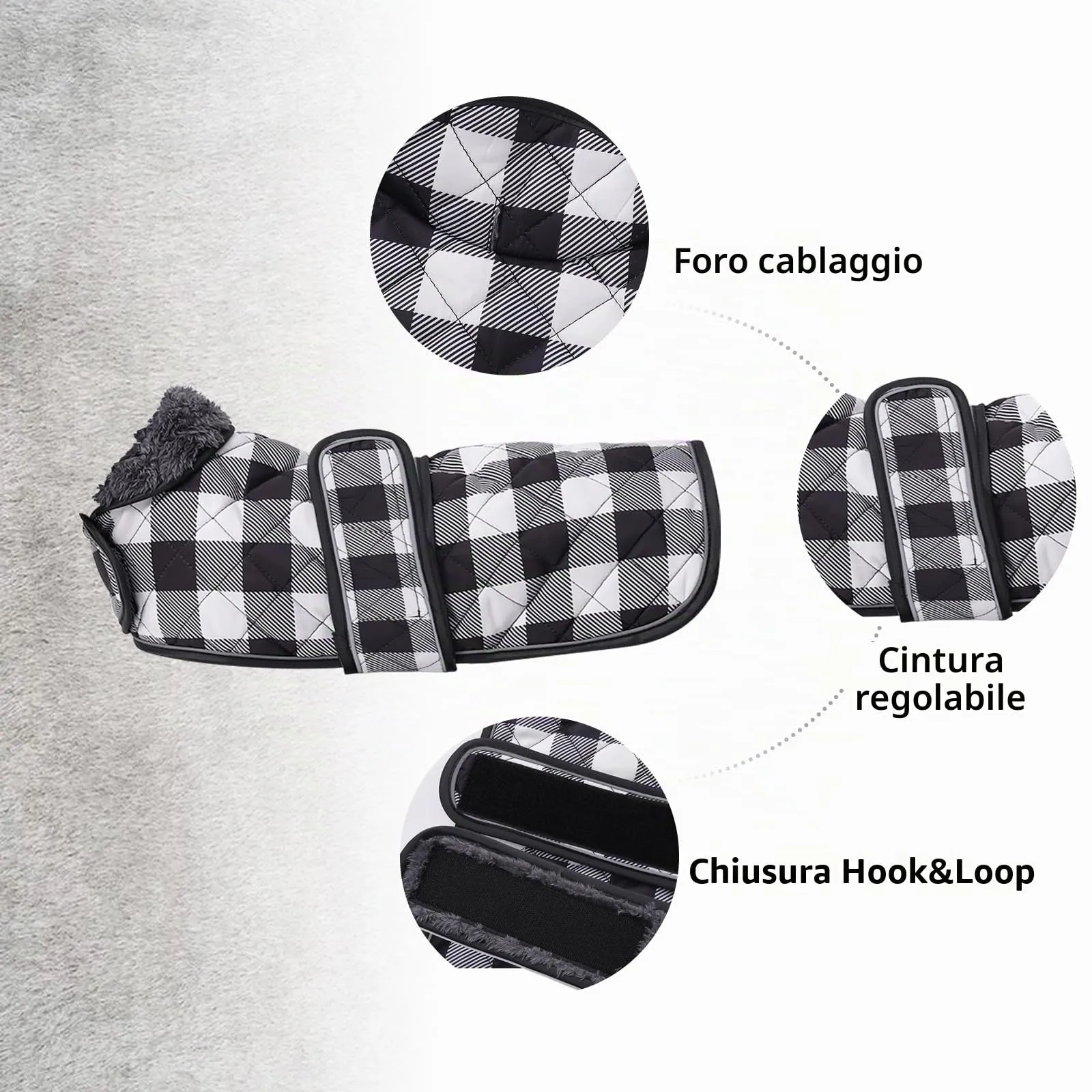 Geyecete Impermeabile Cappotto Cane, Bassotto Invernale Cappotto,Giacca del Cane con fodera in pile calda all'interno,Abbigliamento Regolabile per Cani all'aperto per Miniatura Bassotto-Nero-M - immagine 2
