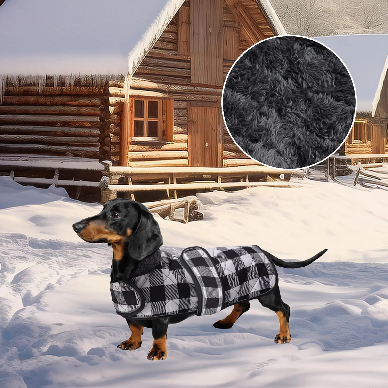 Geyecete Impermeabile Cappotto Cane, Bassotto Invernale Cappotto,Giacca del Cane con fodera in pile calda all'interno,Abbigliamento Regolabile per Cani all'aperto per Miniatura Bassotto-Nero-M - immagine 6