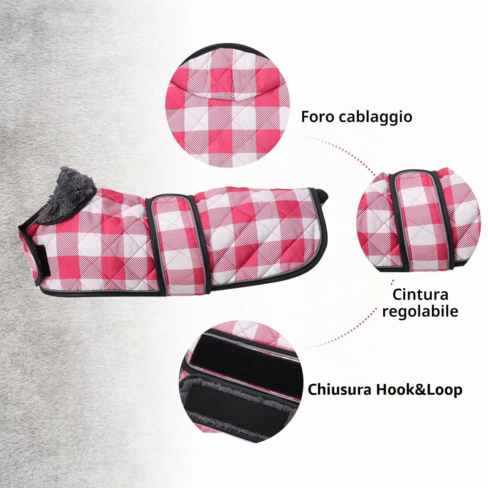 Geyecete Impermeabile Cappotto Cane, Bassotto Invernale Cappotto,Giacca del Cane con fodera in pile calda all'interno,Abbigliamento Regolabile per Cani all'aperto per Miniatura Bassotto-Rosa-S - immagine 2