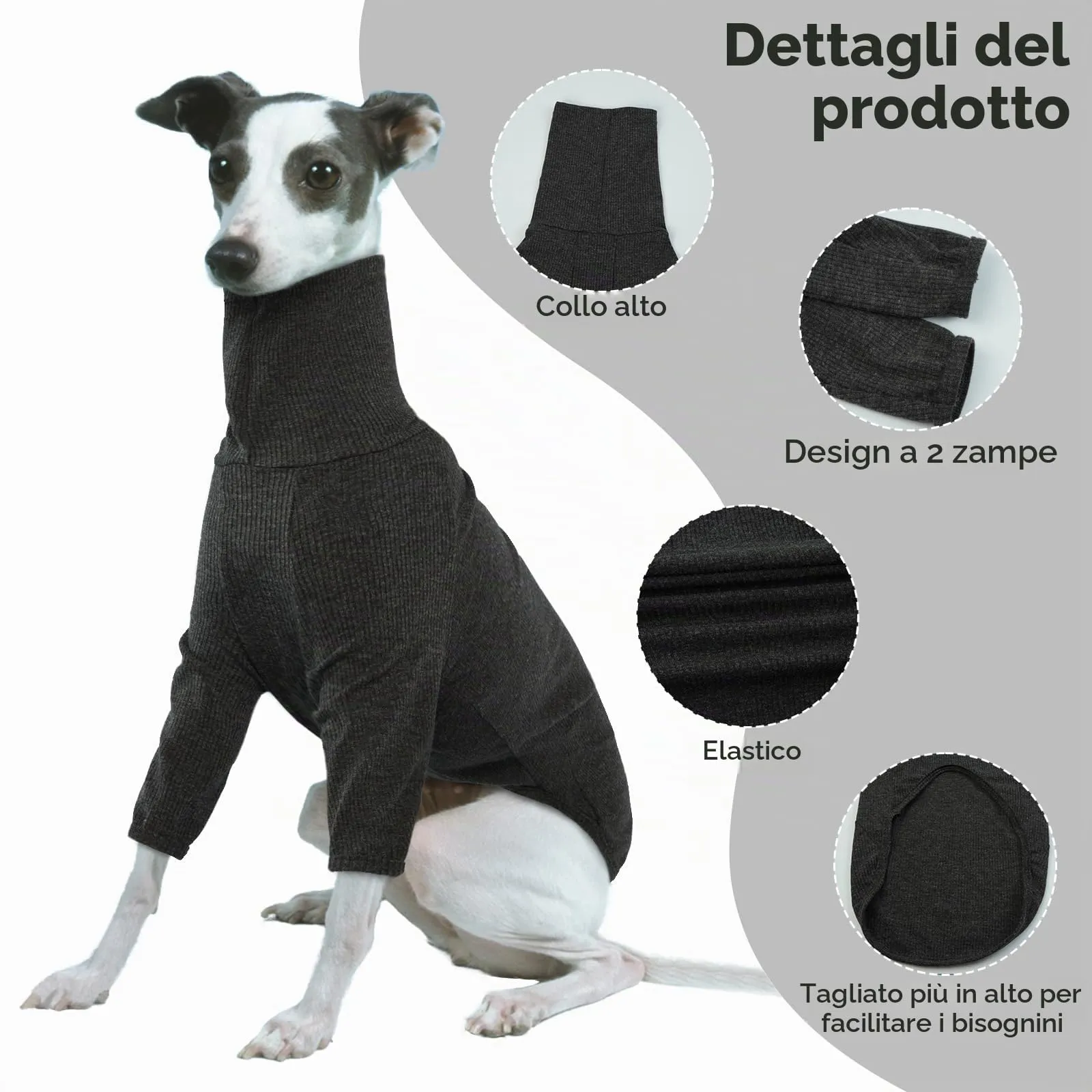 Pullover Levrieri, Cappotto Lurchers Maglione Giacca Invernale per Levrieri (Grigio, L) - immagine 4