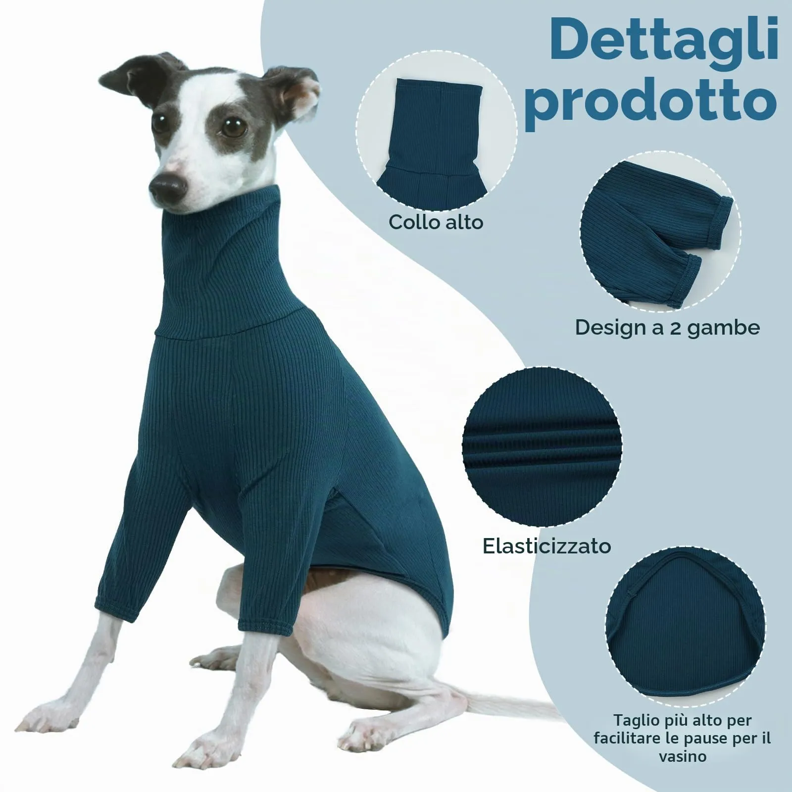 Greyhound Cappotto Levieri Pigiama Vestito per Levrieri XXL Cappotto Salukis Pullover Maglioncino Maglione Cane Taglia Grande (Blu, 2XL) - immagine 4