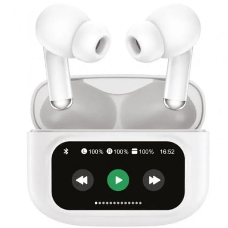 Auricolari Muvit M2404 True Wireless Bluetooth con Cancellazione Rumore ANC ENC, Schermo, bianchi - immagine 1