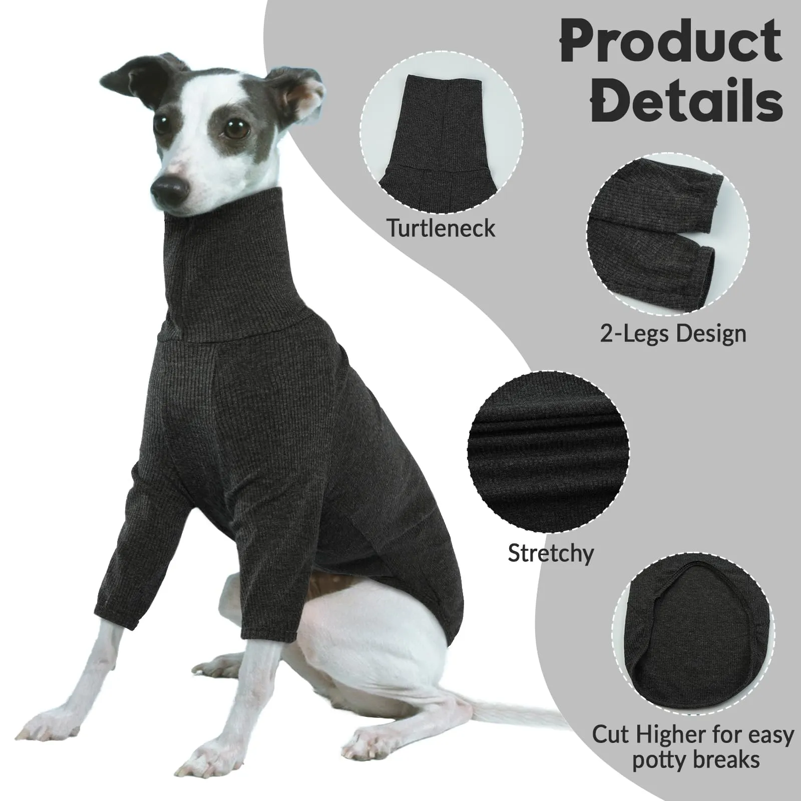 Maglione per Levriero, Giacca Levriero Pigiama Whippet Abbigliamento Levrieri Maglioncino Levriero(Grigio, M) - immagine 4