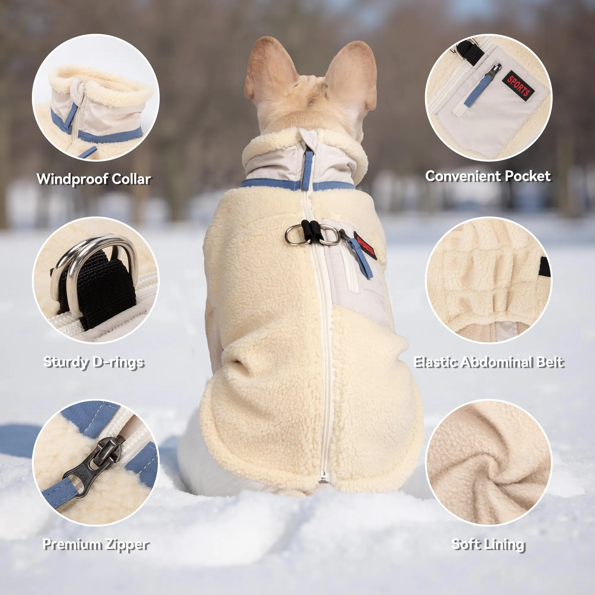 FEimaX Cappotto per Cani Invernale Giacca in Pile Calda con Anello a D, Gilet Cane Antivento Cucciolo Vestiti Caldo per Cani di Piccola e Media Taglia - immagine 4