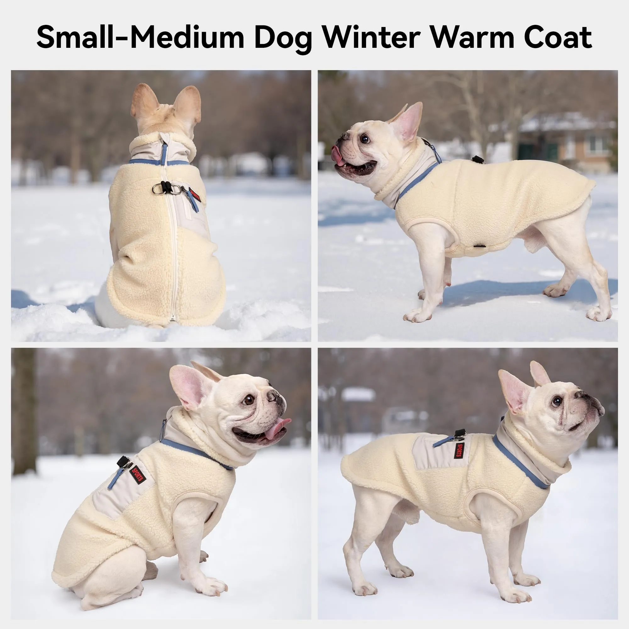 FEimaX Cappotto per Cani Invernale Giacca in Pile Calda con Anello a D, Gilet Cane Antivento Cucciolo Vestiti Caldo per Cani di Piccola e Media Taglia - immagine 6