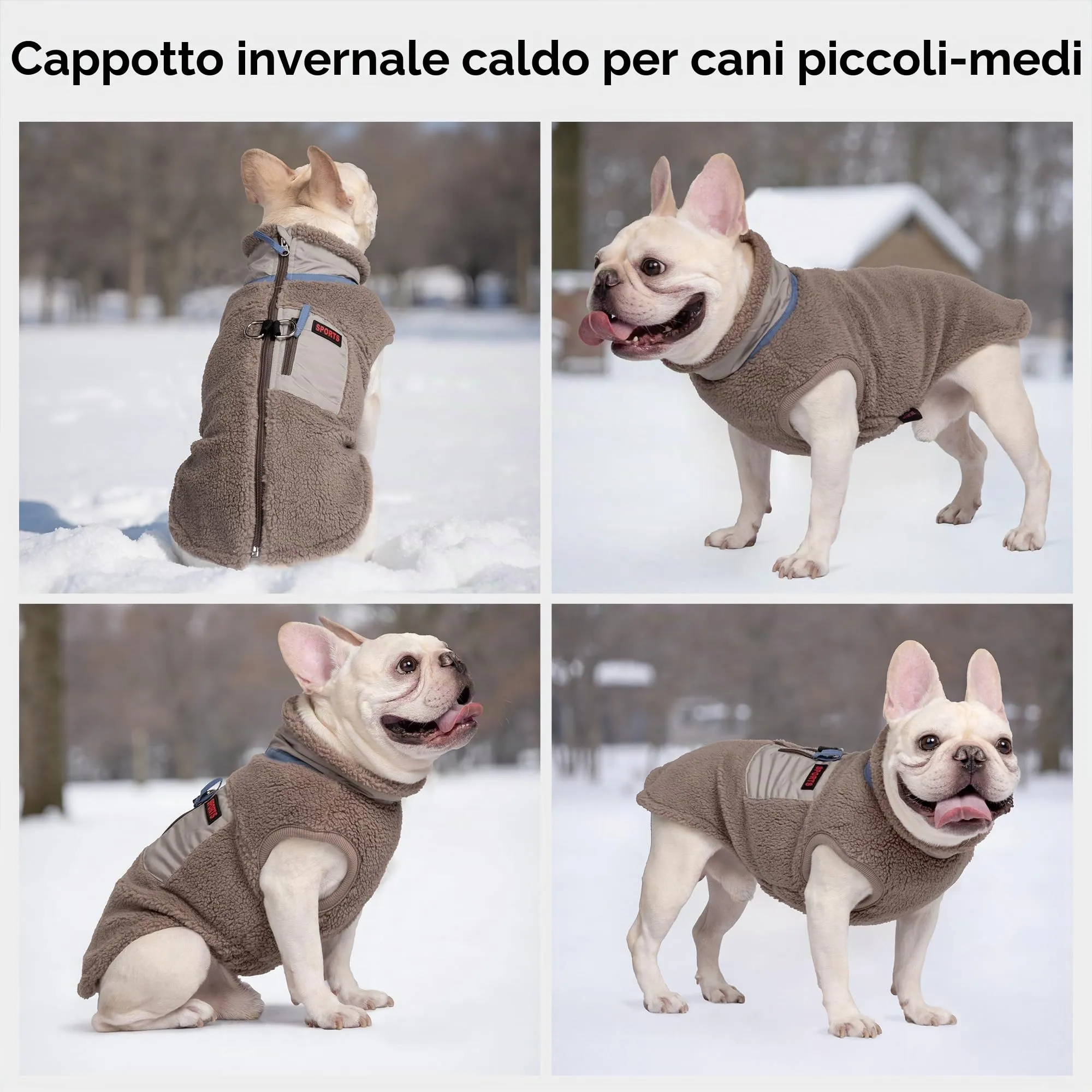 FEimaX Cappotto per Cani Invernale Giacca in Pile Calda con Anello a D, Gilet Cane Antivento Cucciolo Vestiti Caldo per Cani di Piccola e Media Taglia - immagine 6